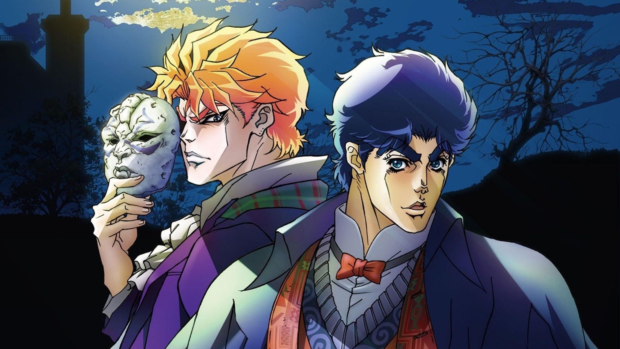 imagem: dio brando e jonathan joestar em poster do anime.