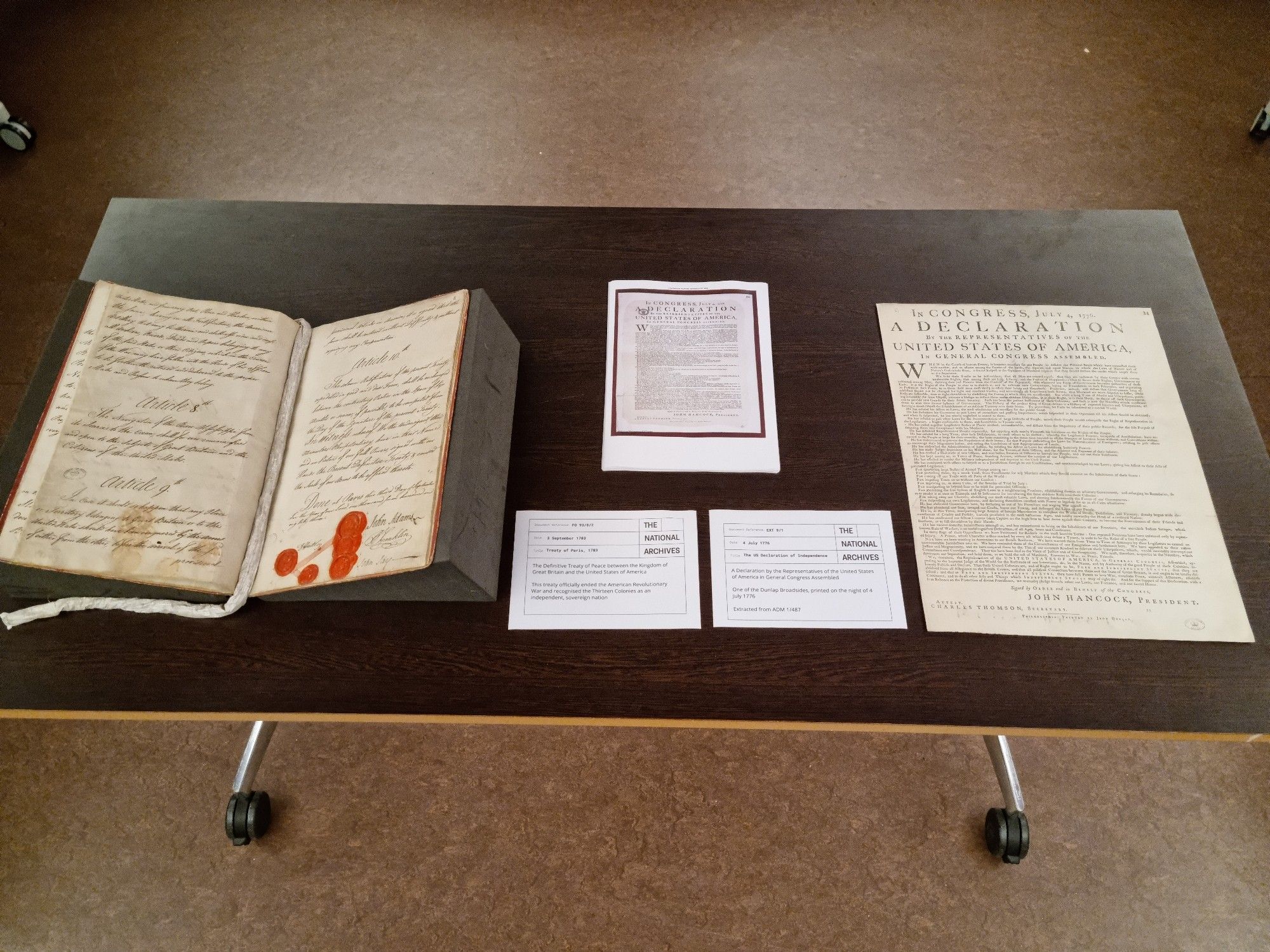 1783 Treaty of Paris [Left], US Declaration of Independence [Right]