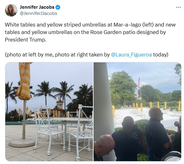 Trump uses same patio furniture at white house that he has a mar a lago