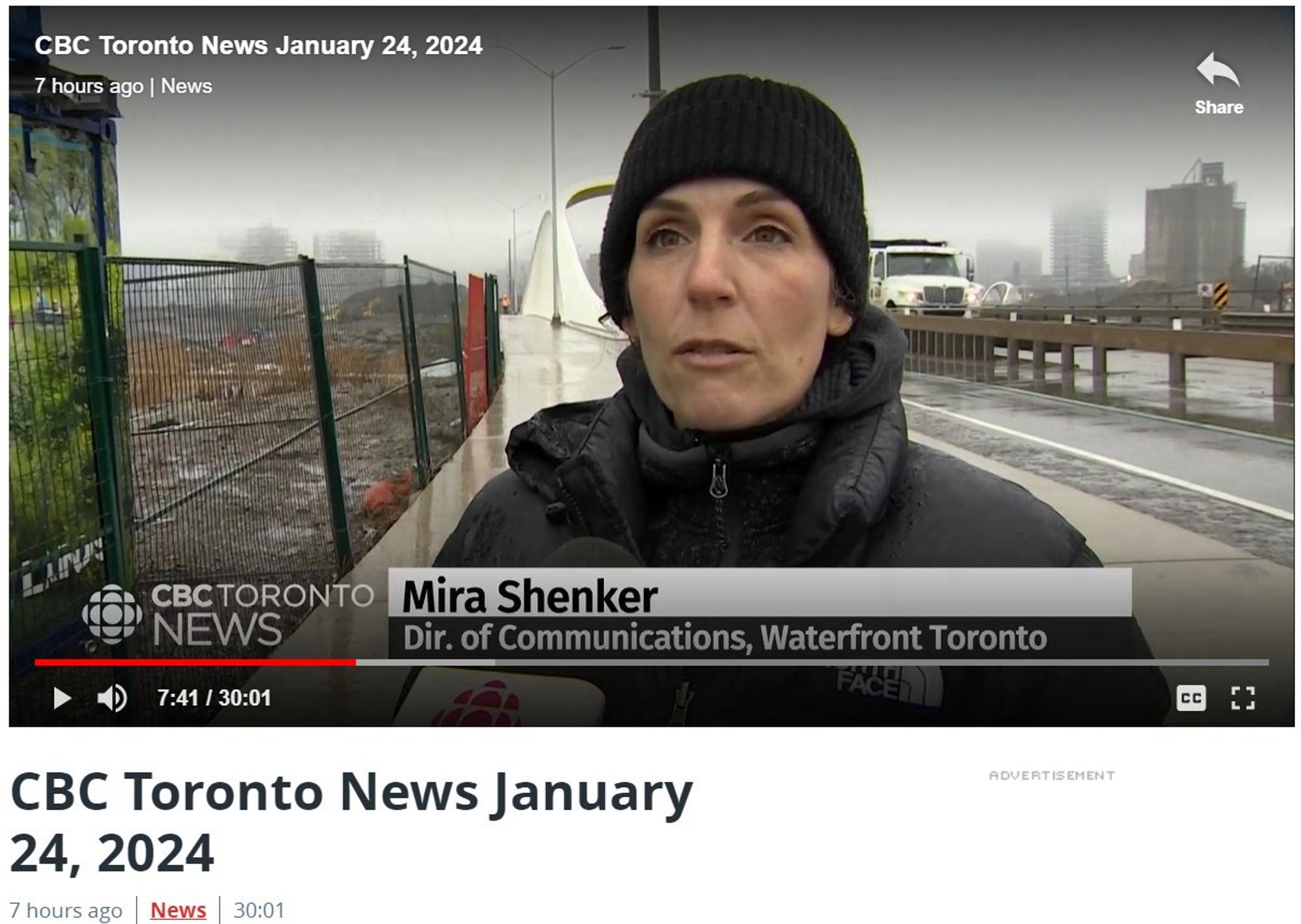 Image of WaterfrontTO's Mira Shenker in front of Cherry Street South Bridge