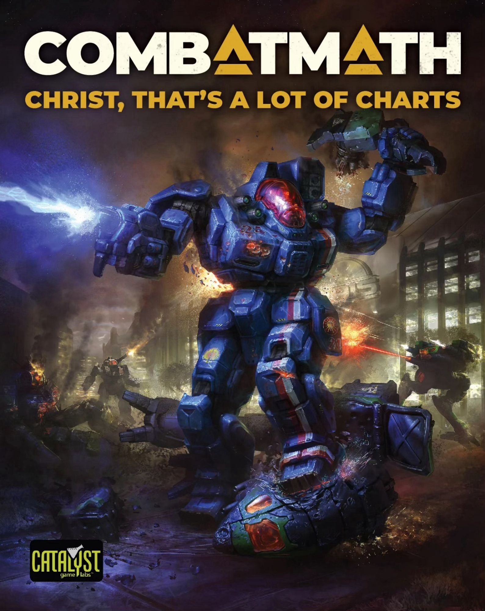 Mock box cover with the meme phrase "Combatmath, Christ That's a Lot of Charts"