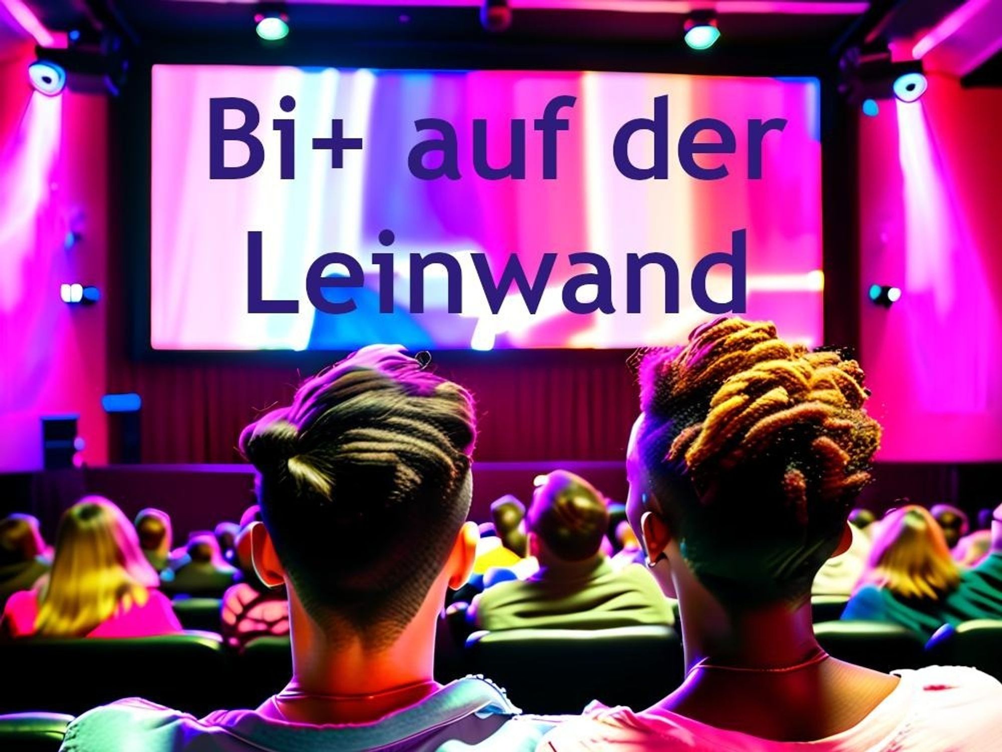 A Cinema with "Bi+ auf der Leinwand" Text