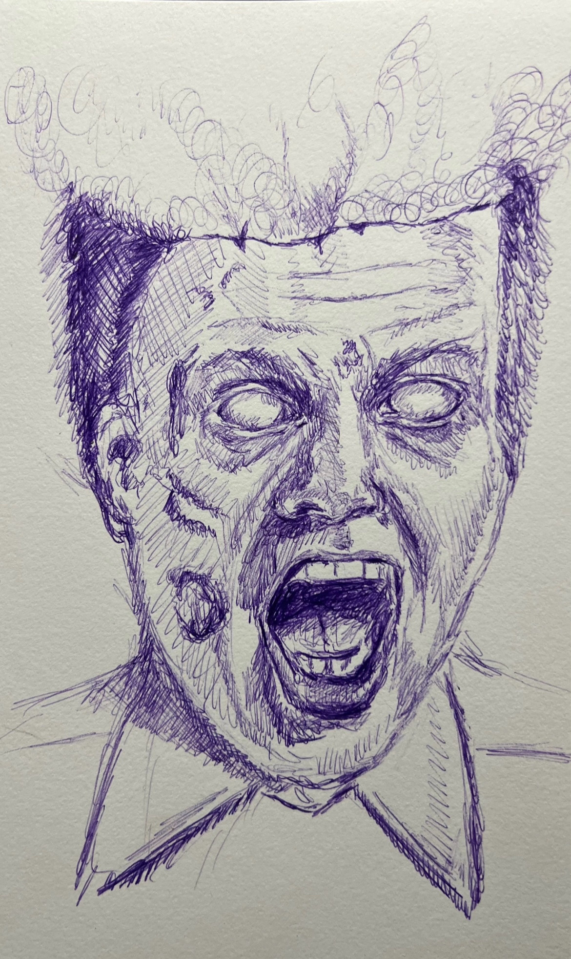 Ballpoint pen sketch from the movie scanners