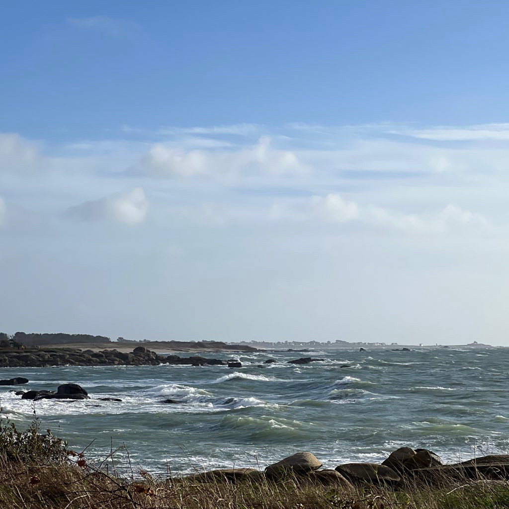 La mer agitée vagues et moutons blancs