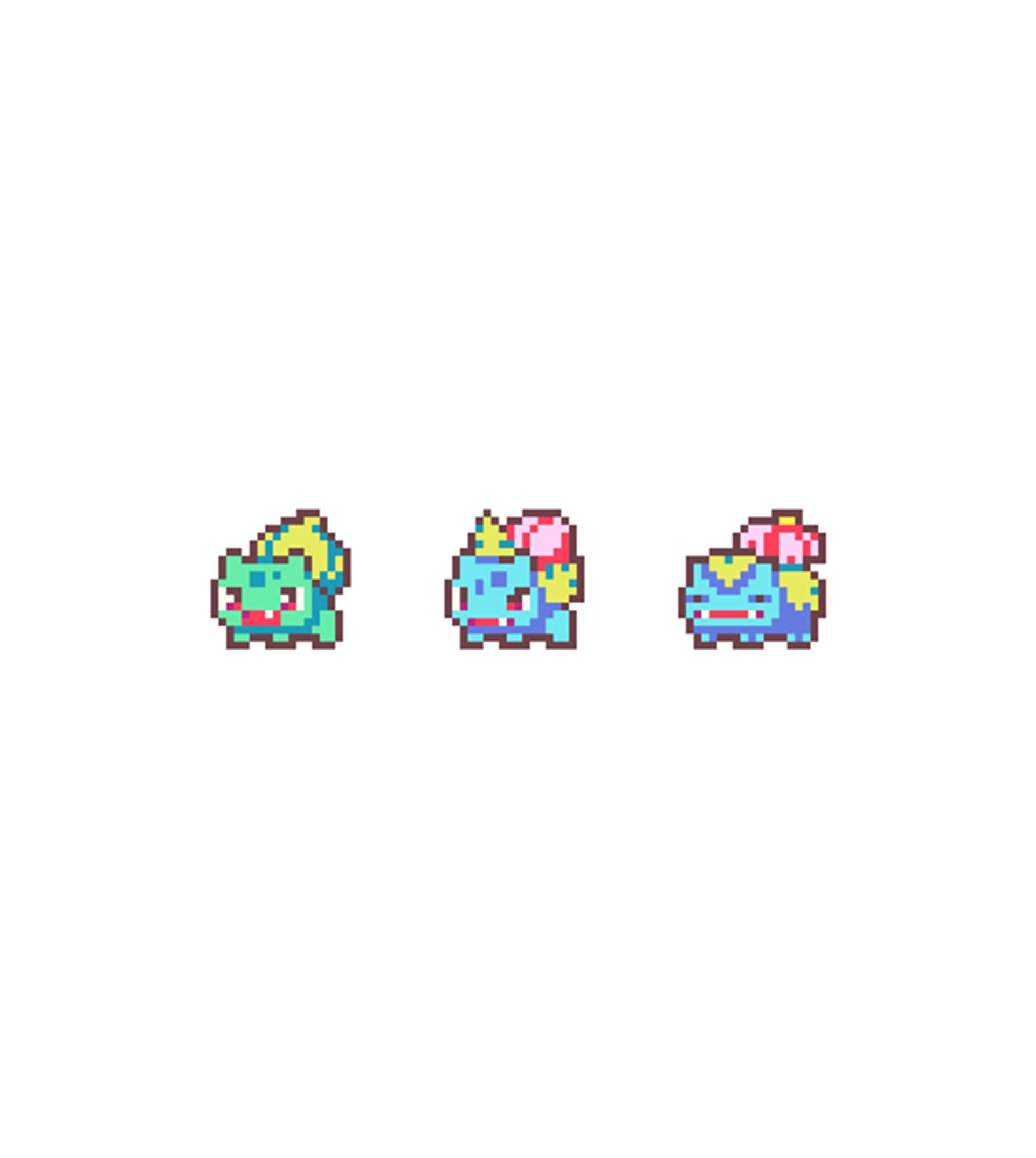 it's pixel art of bulbasaur, ivysaur, and venusaur