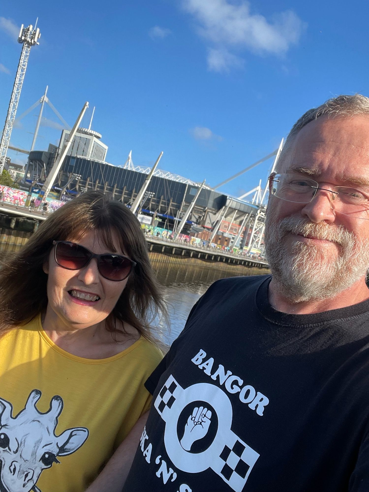 Helen and me selfie outside the Millennium Stadium Cardiff