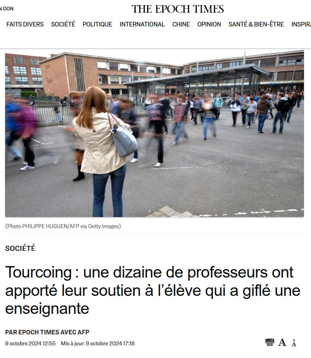 "Tourcoing : une dizaine de professeurs ont apporté leur soutien à l'élève qui a giflé une enseignante"