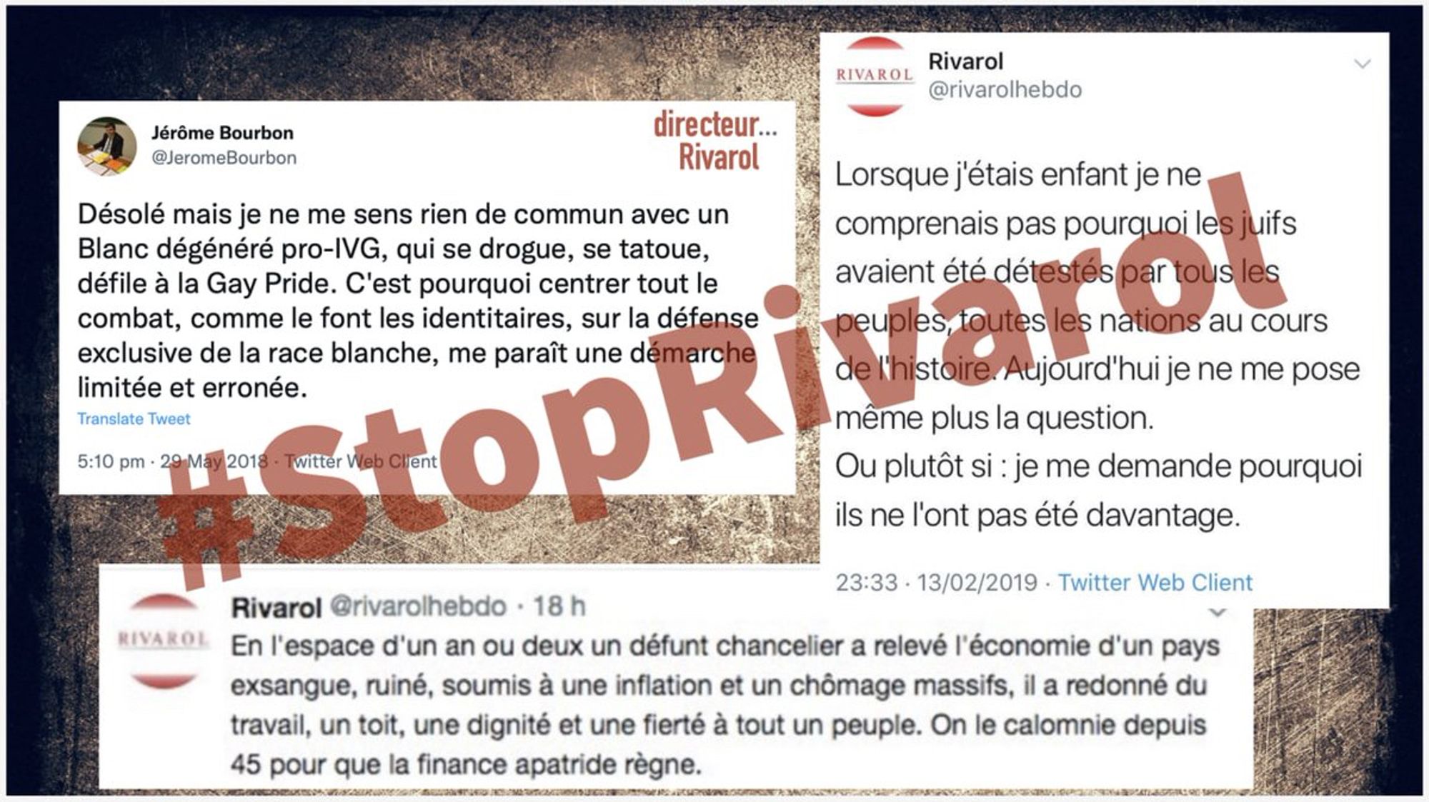 Tweets antisémite et pro-nazis du directeur de Rivarol et du compte de l'hebdo