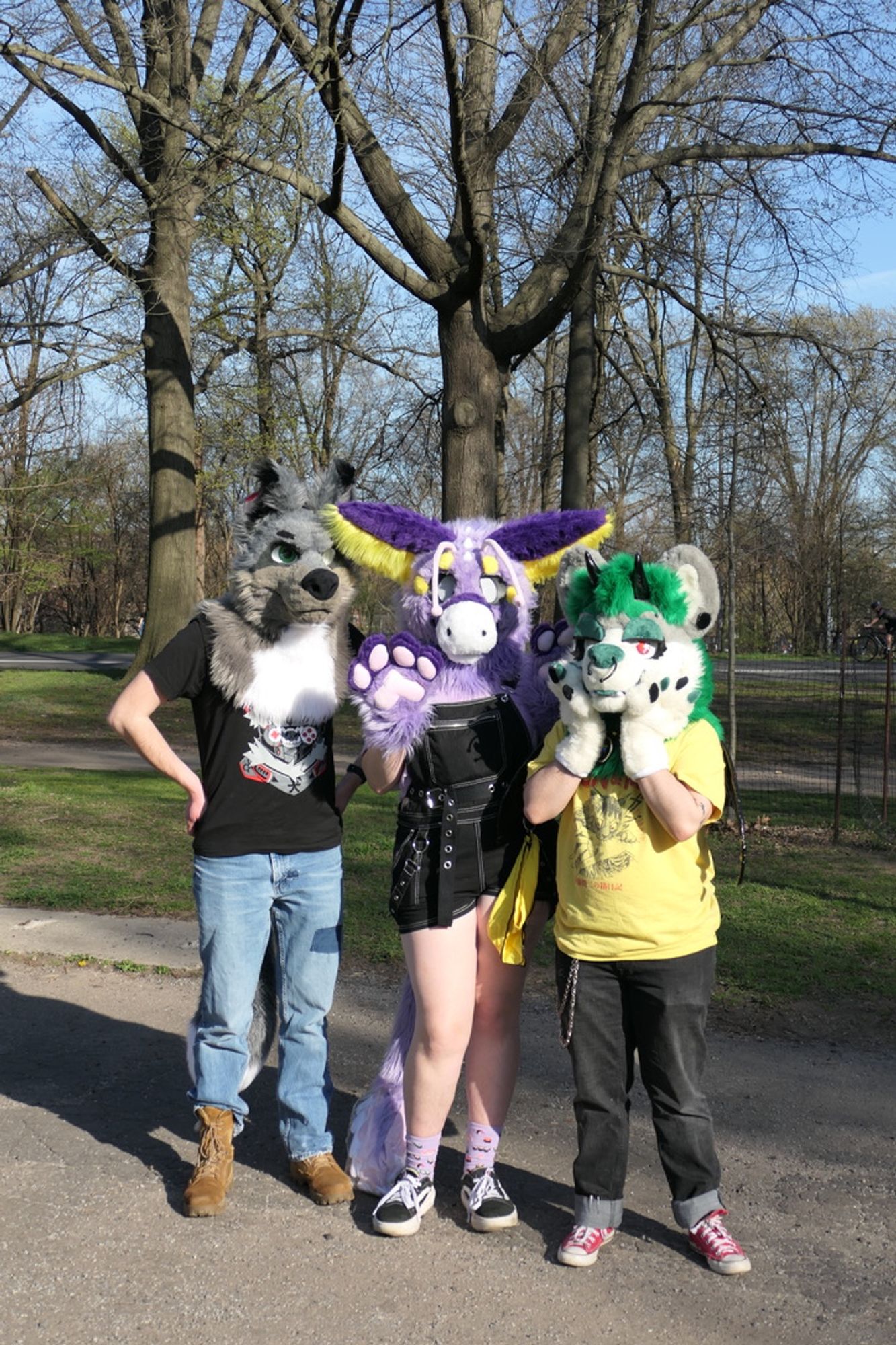 Three fursuiters (I'm on the left)