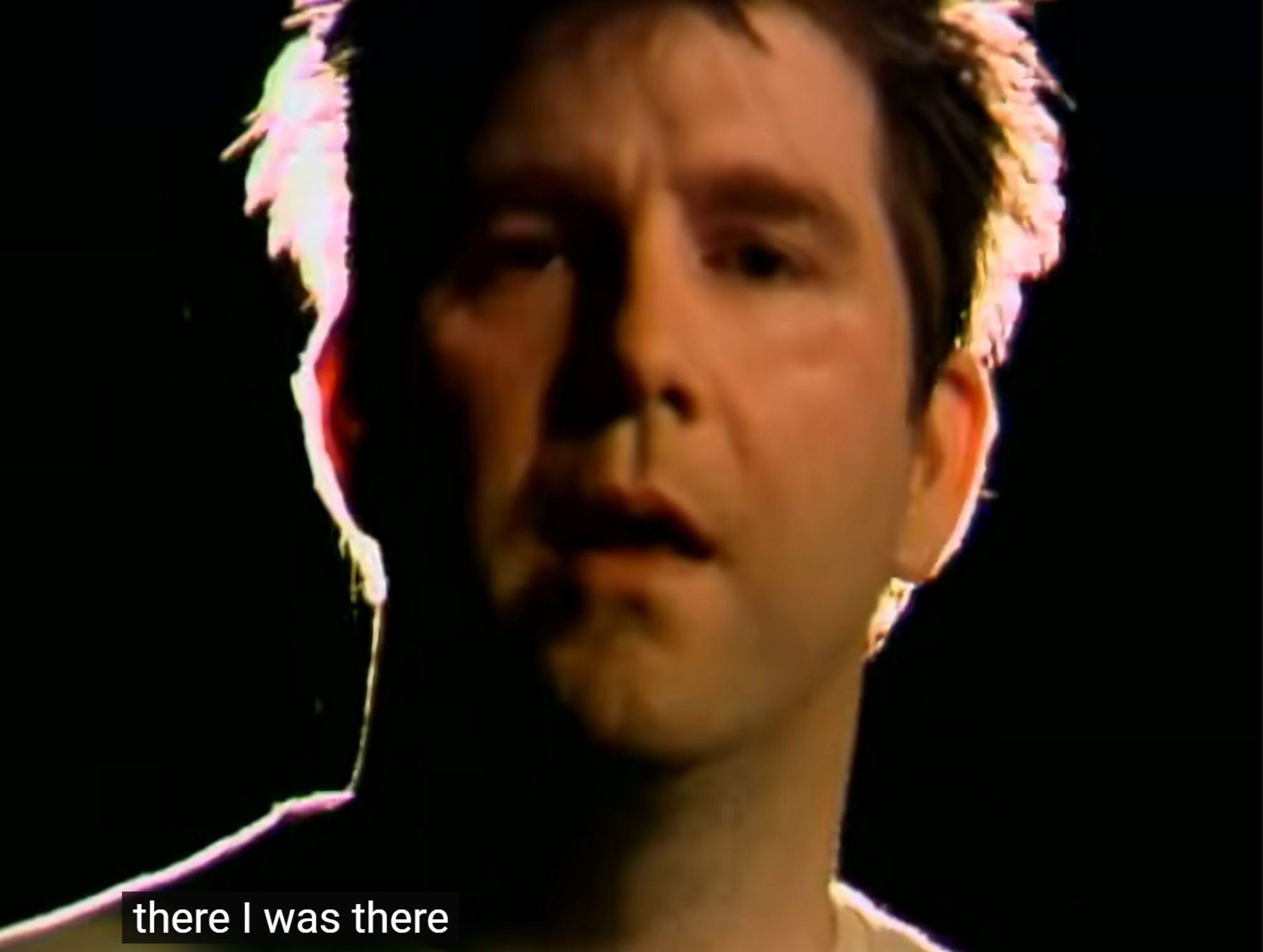 James Murphy in a still from the LCD Soundsystem video for Losing My Edge saying, "I was there"