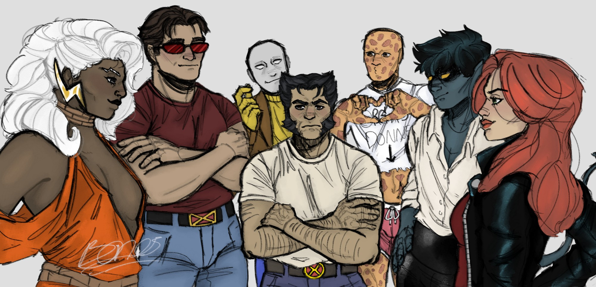 Storm, Scott, Morph, Wade, Kurt, Jean and logan