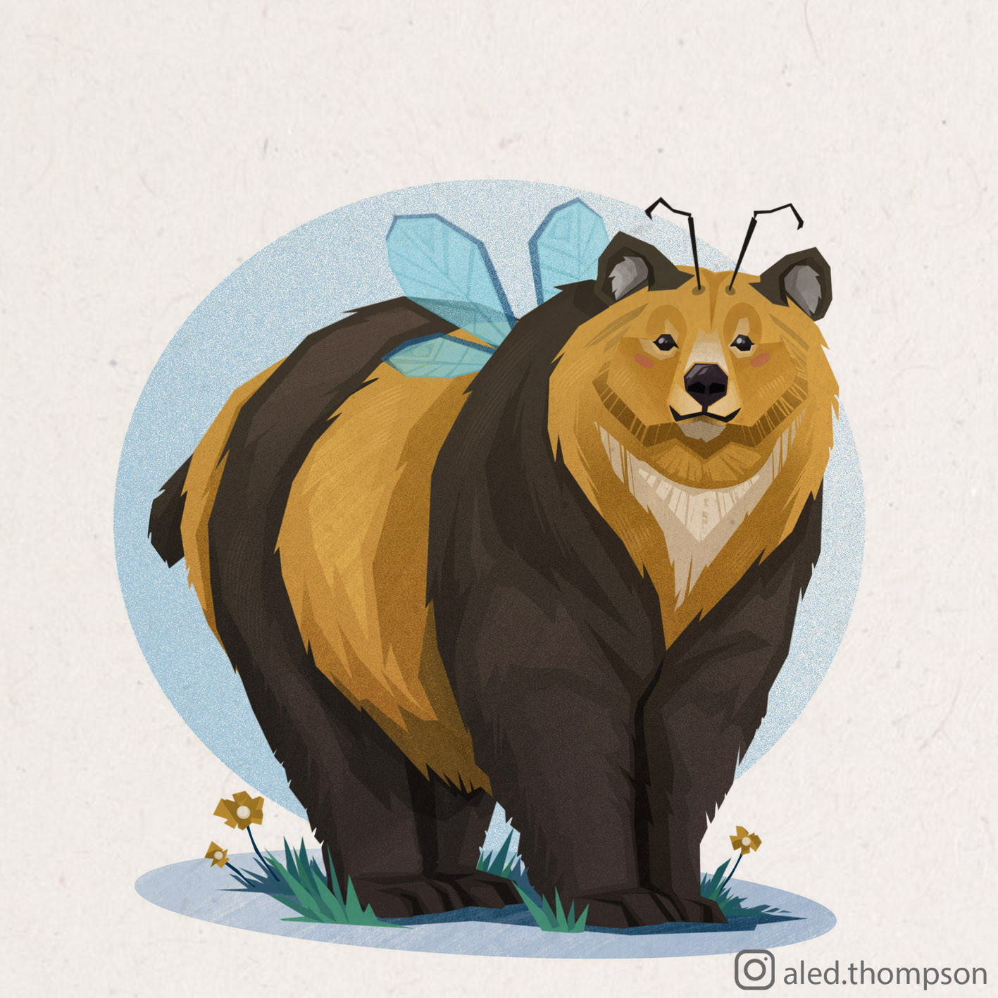 A bear mixed with a bumblebee