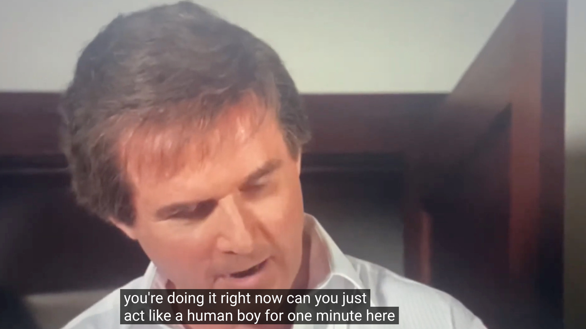 Charles Grodin in the film Clifford, saying "You're doing it right now. Can you just act like a human boy for one minute here?"