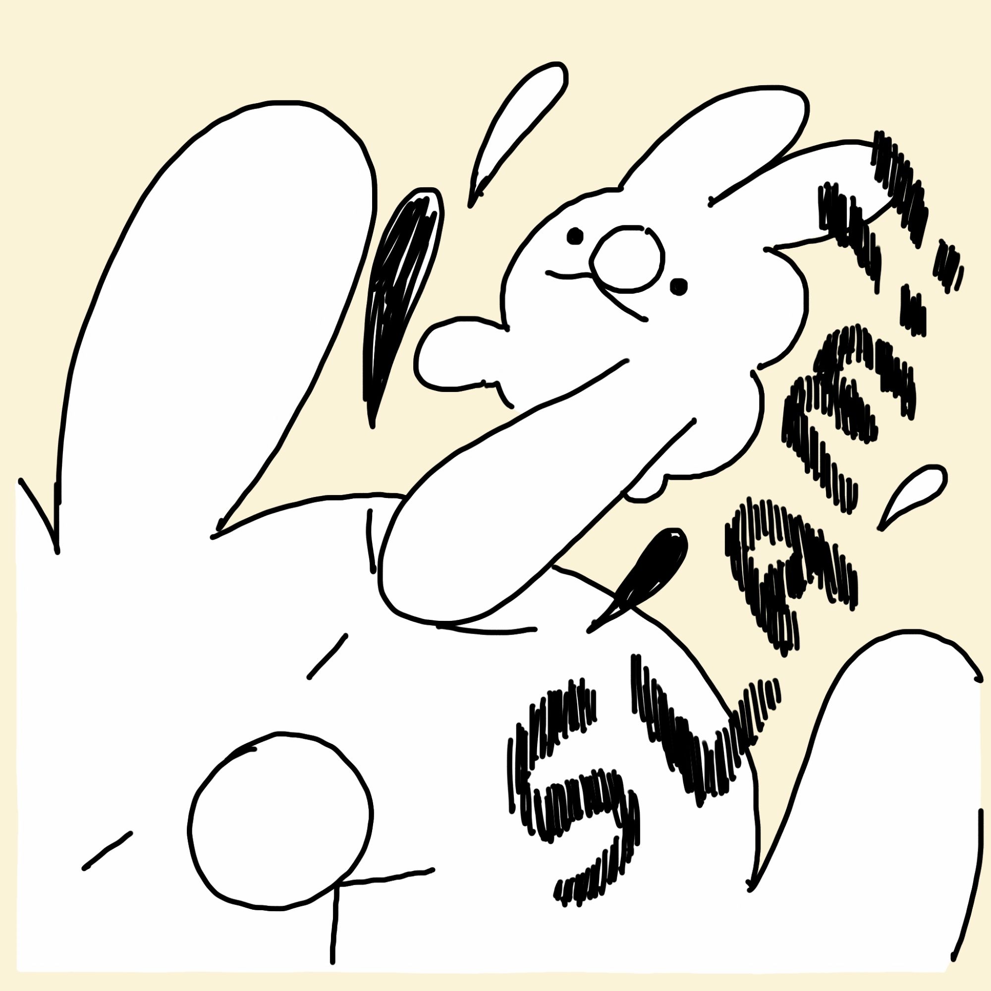 The small bunny's fist slams into the big bunny's face. Large text reads: "SLAM!!"