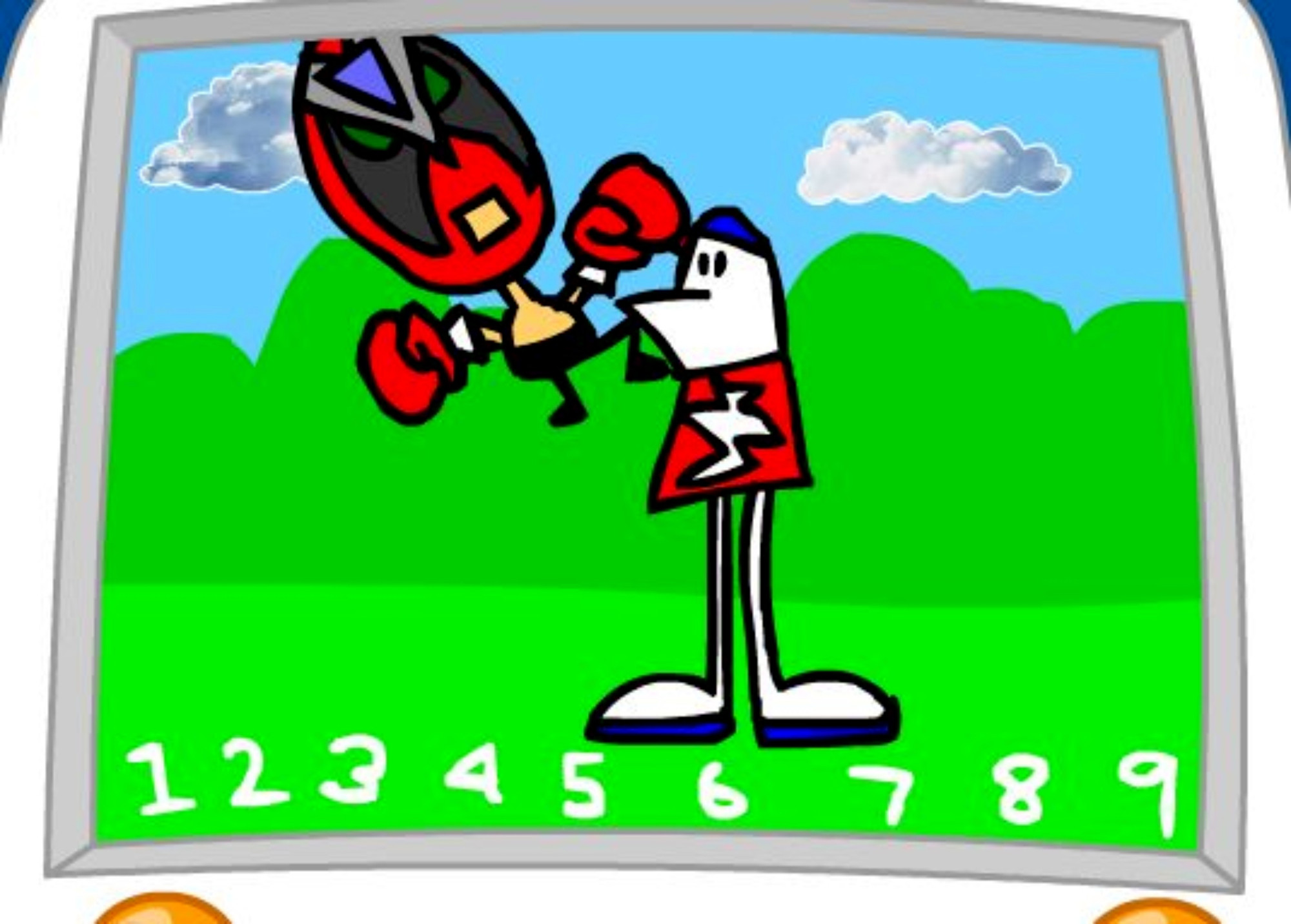 Homestar Runner getting kicked in the face by Strong Bad (in a The Cheat cartoon) nine times.