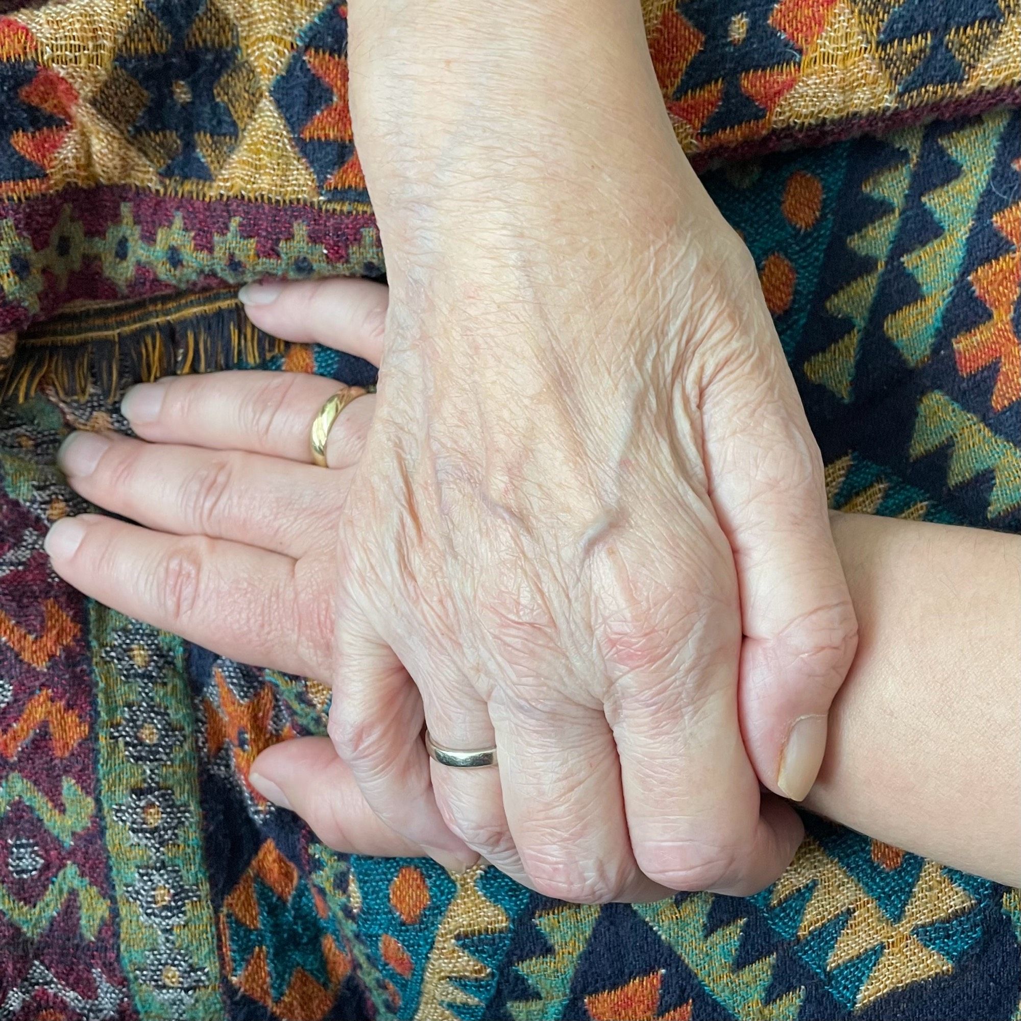 My mum’s hand holding mine, one of the last moments we shared together