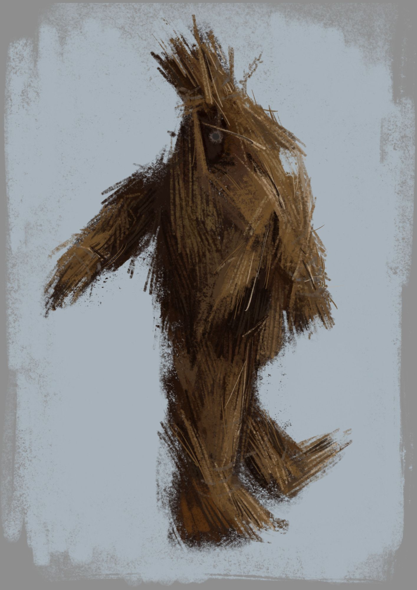 Digital drawing of a chochoł - a man made of straw