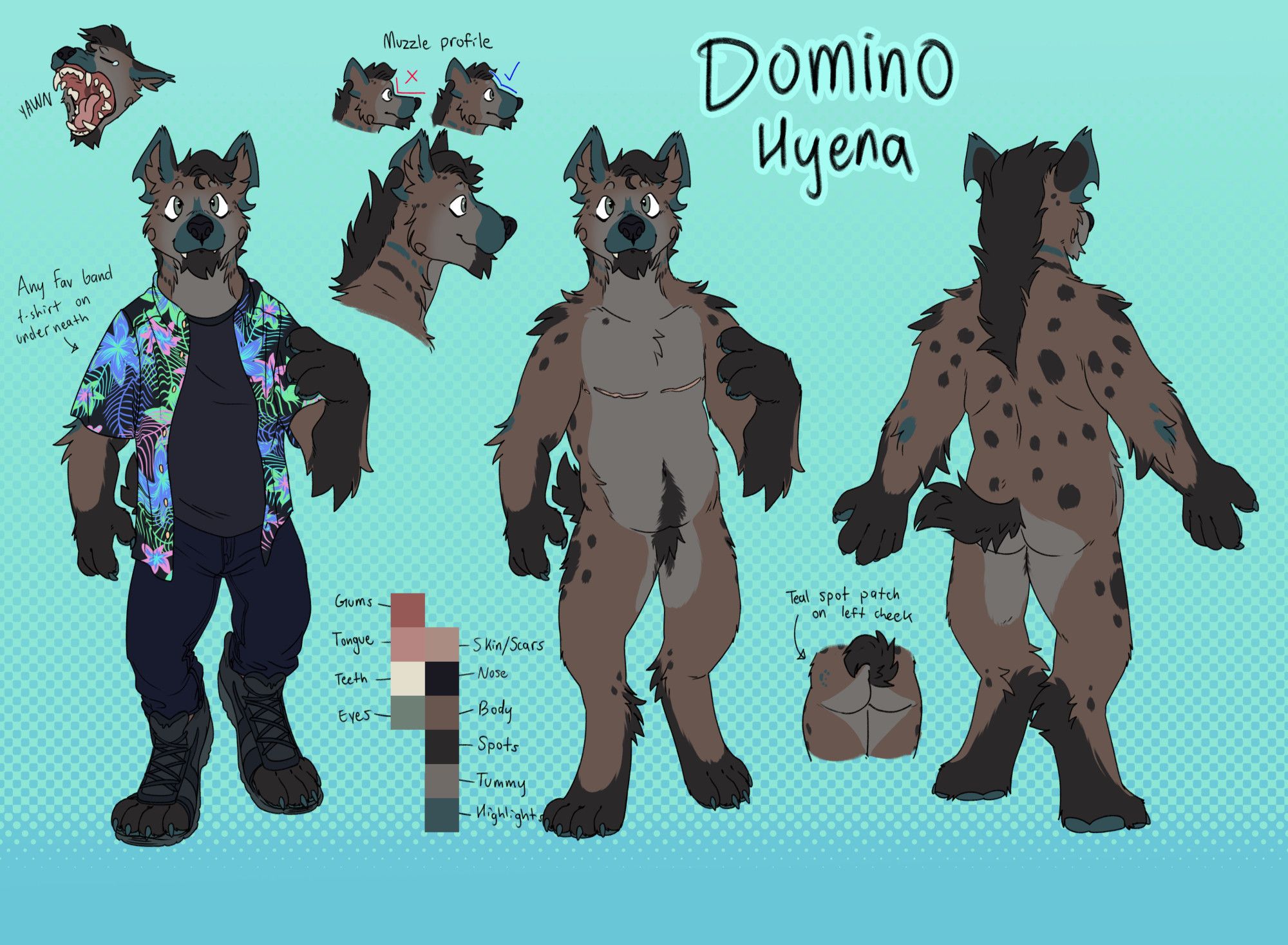 ref sheet of an anthro hyena