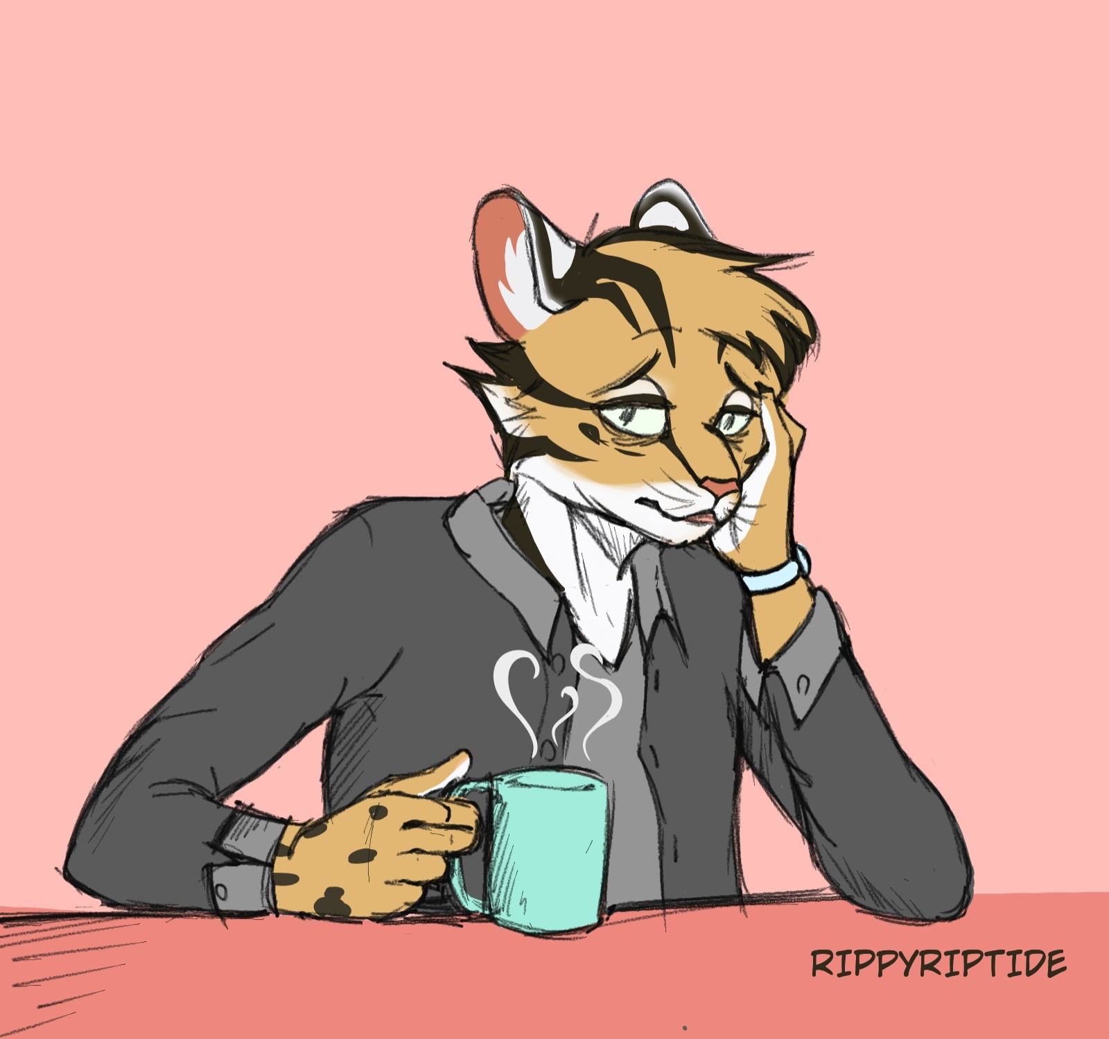 Ocelot fursona looking tired