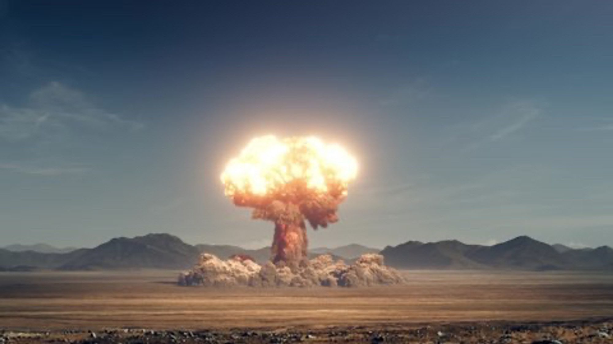 Pic of atomic blast and mushroom cloud in the desert