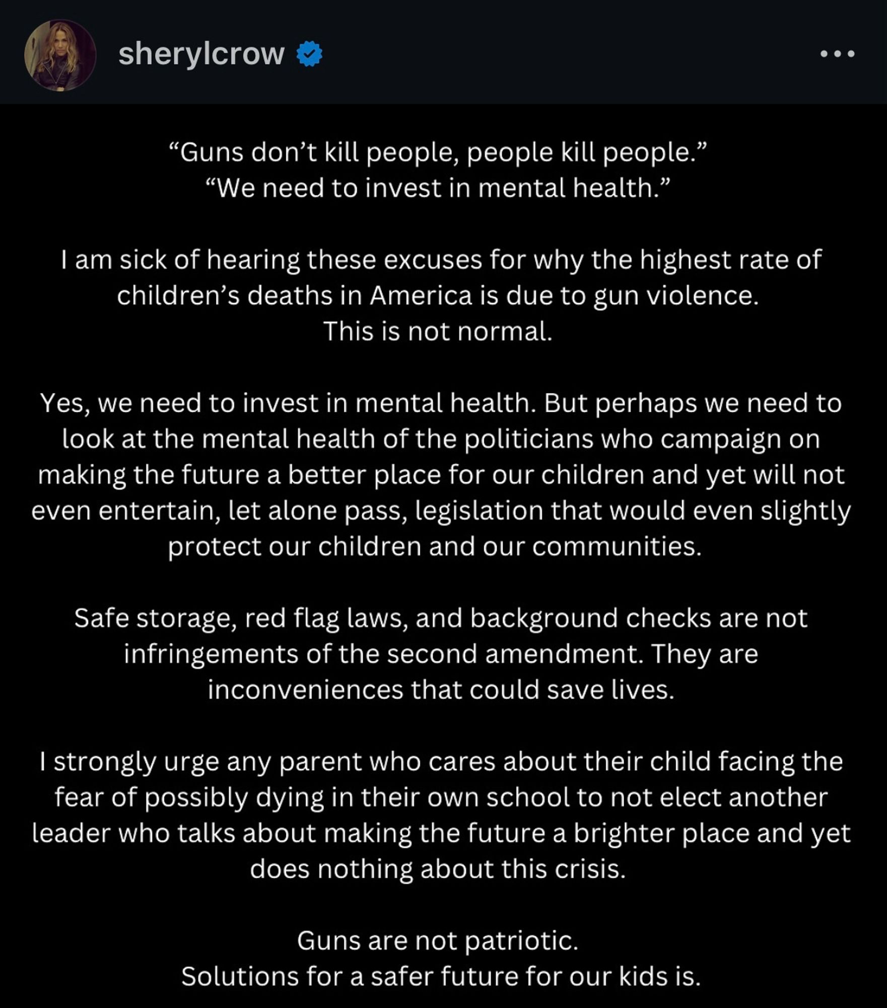 I completely agree wholeheartedly! Make sure when you’re voting 🗳️ for elected officials that they prioritize PEOPLE over fucking guns. Common sense gun reform, background checks & mental health care must take priority NOW! This epidemic in America 🇺🇸 must stop! I love our current @mngovernor @timwalz because he is a registered gun owner but believes in common sense gun laws & practices! #GunReformNow #HarrisWalz2024 #VoteDemocrat