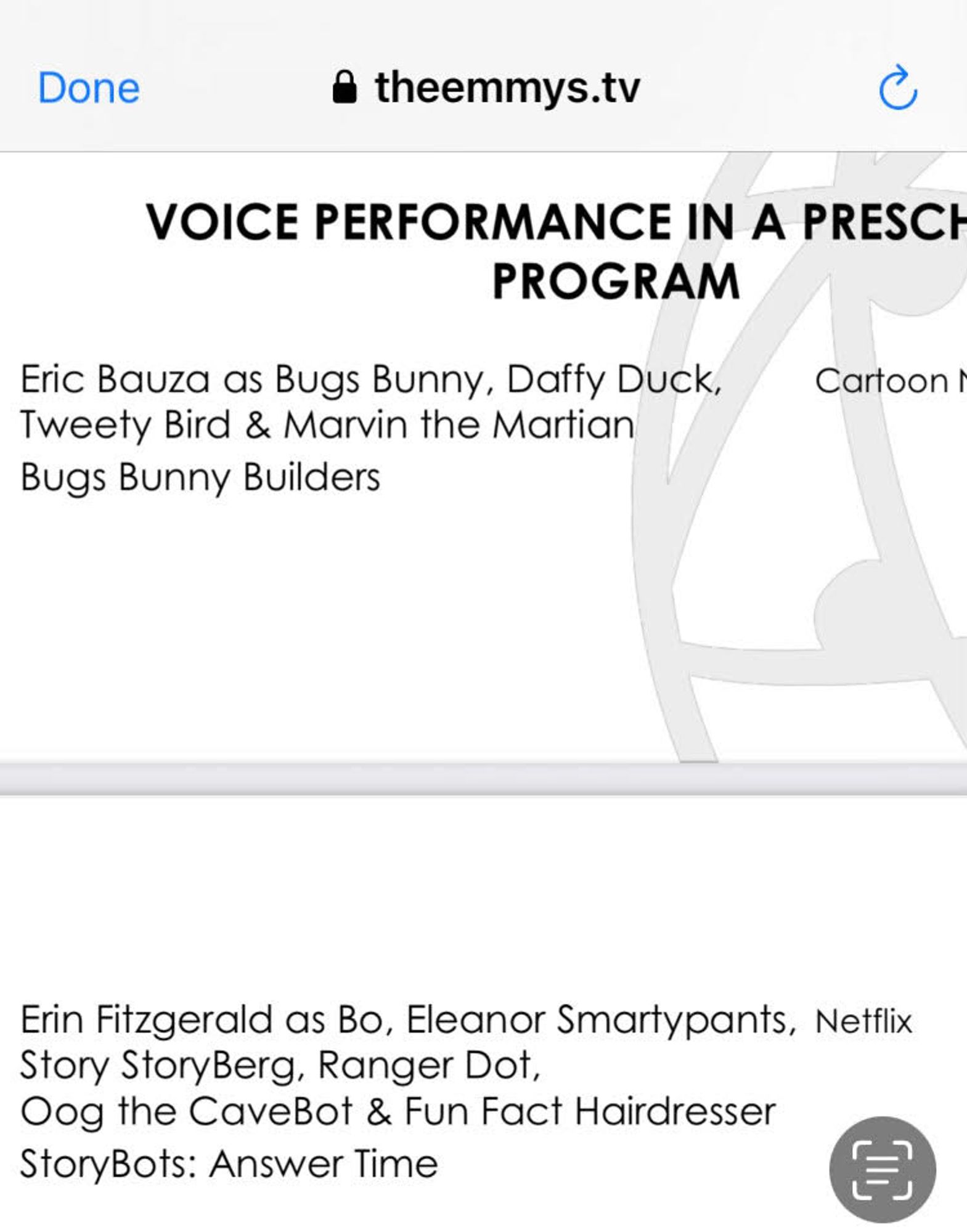 Erin Fitzgerald's Emmy nomination for her characters in Storybots: Answer Time