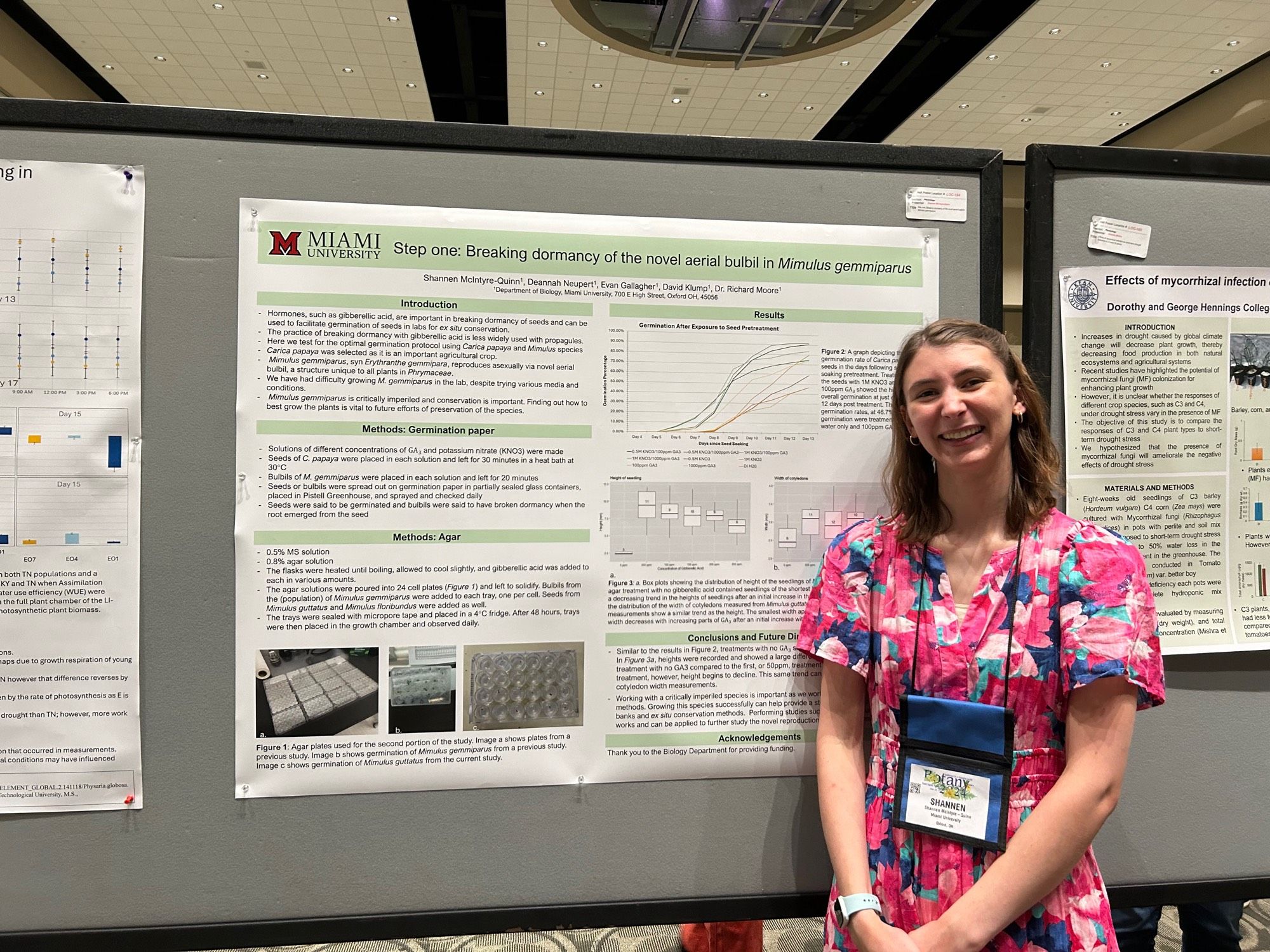 Shannen in front of her research poster at the Annual Botany conference 2024