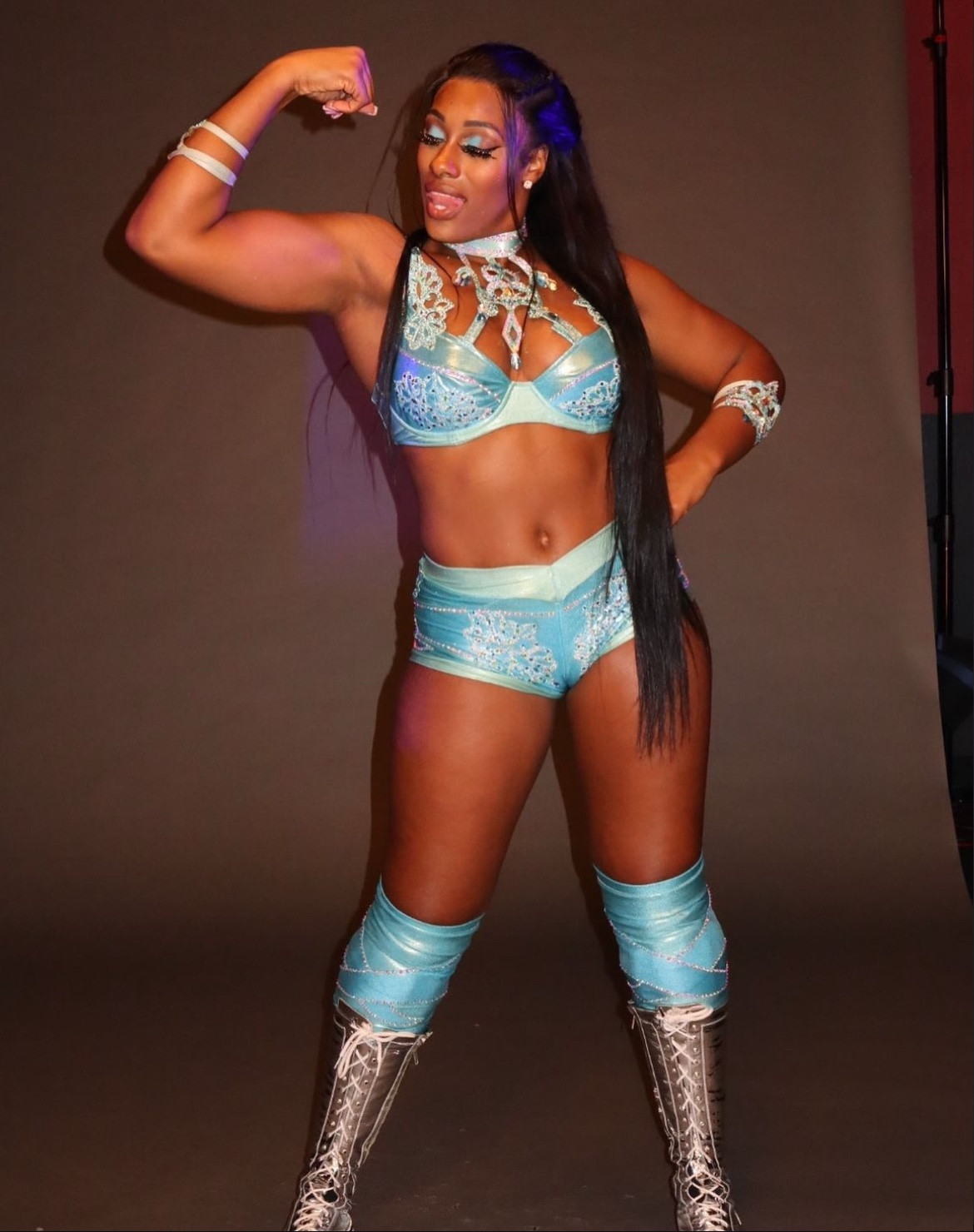 Lash Legend posing for her Smackdown singles debut 