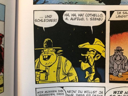 Detail aus Lucky Luke, Band 4, von 1974, deutsche Version: Shakespeare-Zitate.