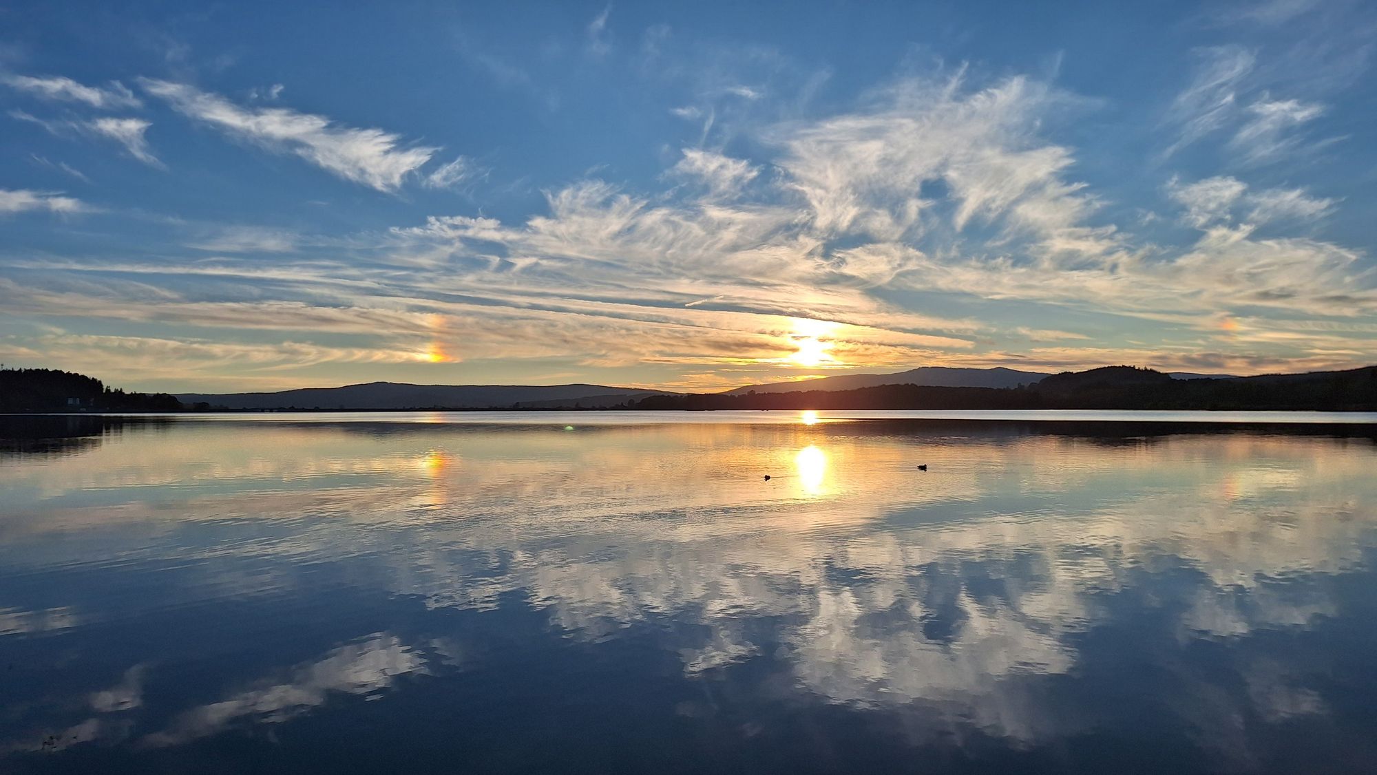 Two suns at sunset