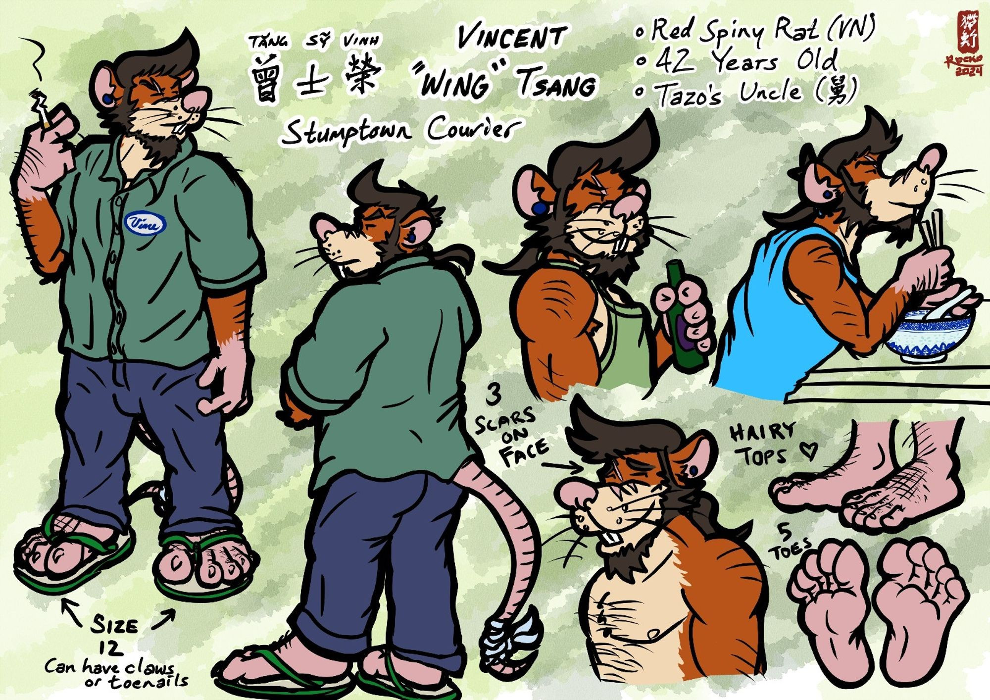 Reference sheet of a rat man named Vinh