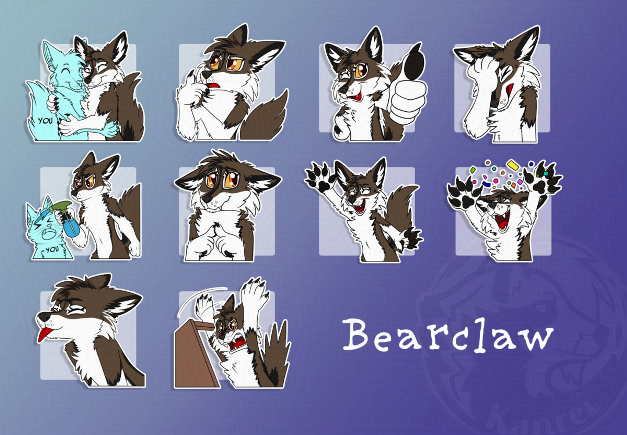 Digital Art, Telegram Stickers for Bearclaw, a brown wolf.