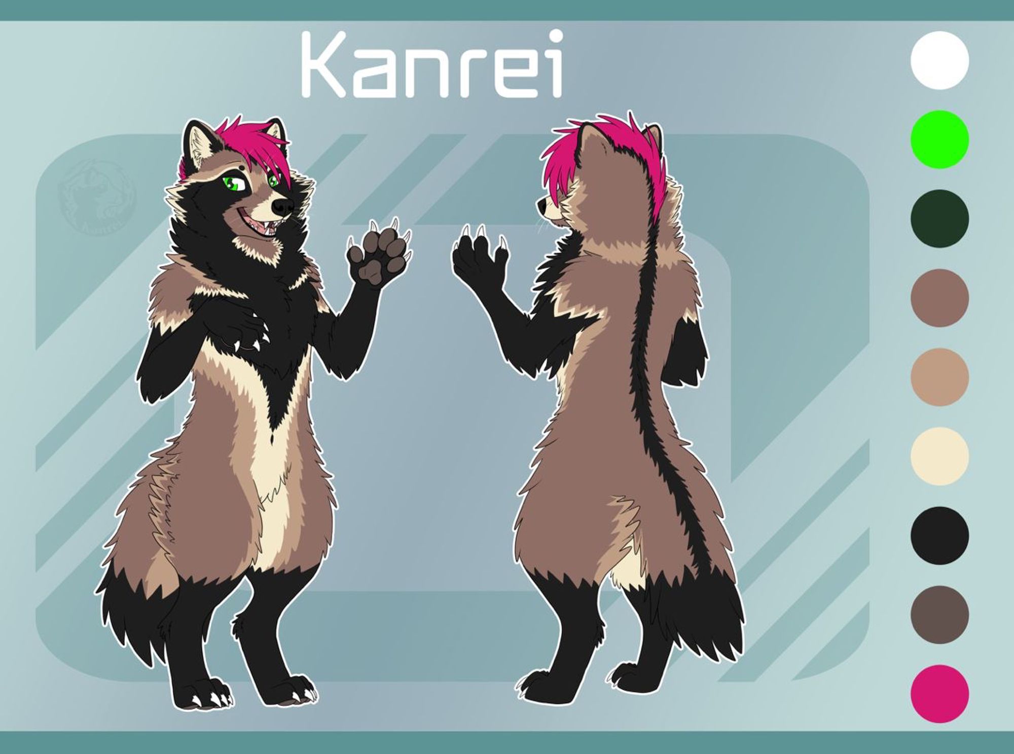 Ref-sheet of an anthropomorphic tanuki