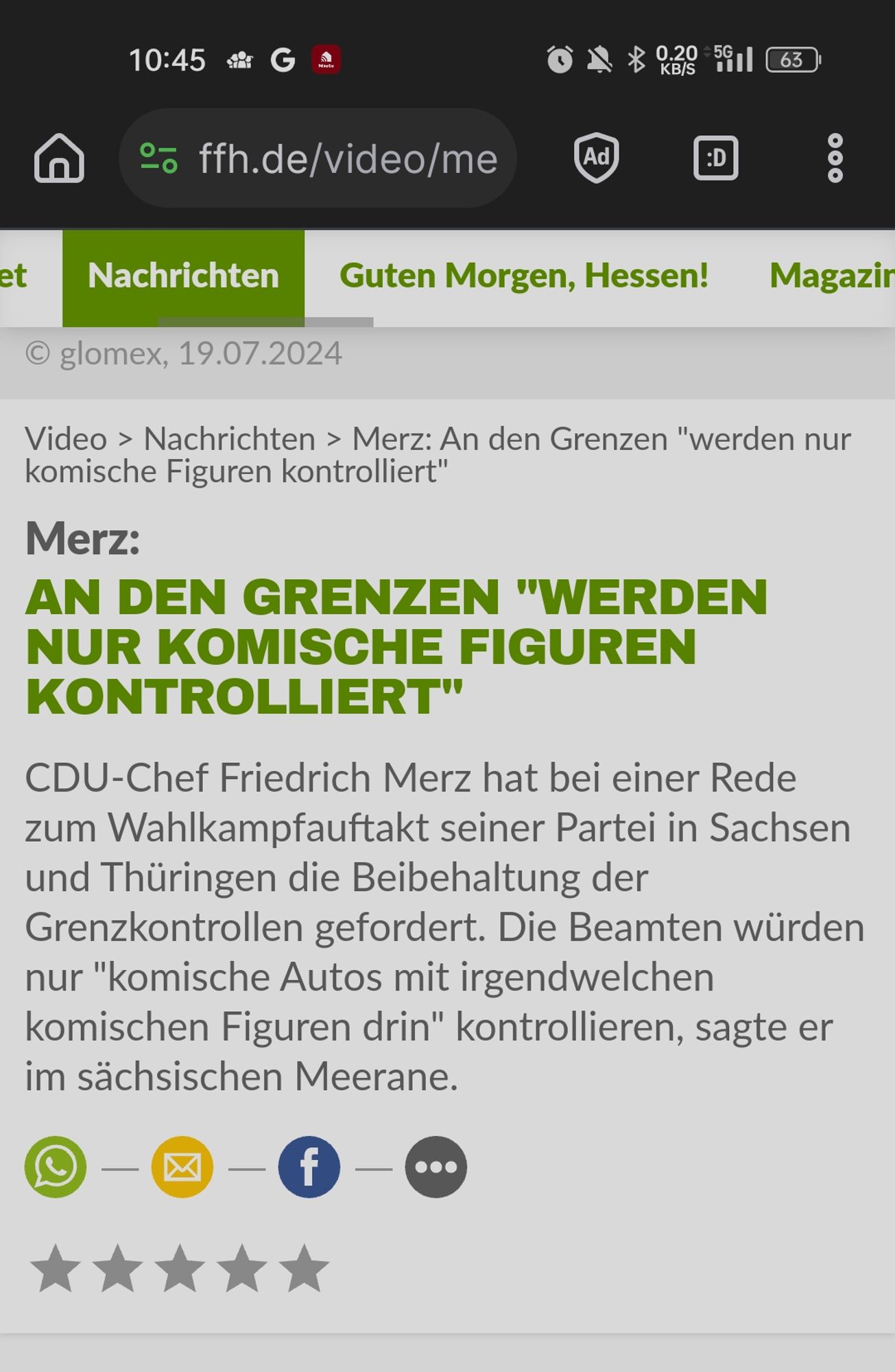 Screenshot von der Website FFH.de

Text: 

Merz: An den Grenzen "werden nur komische Figuren kontrolliert"

Link zur Website:

https://www.ffh.de/video/mediathek/407335-merz-an-den-grenzen-werden-nur-komische-figuren-kontrolliert.html