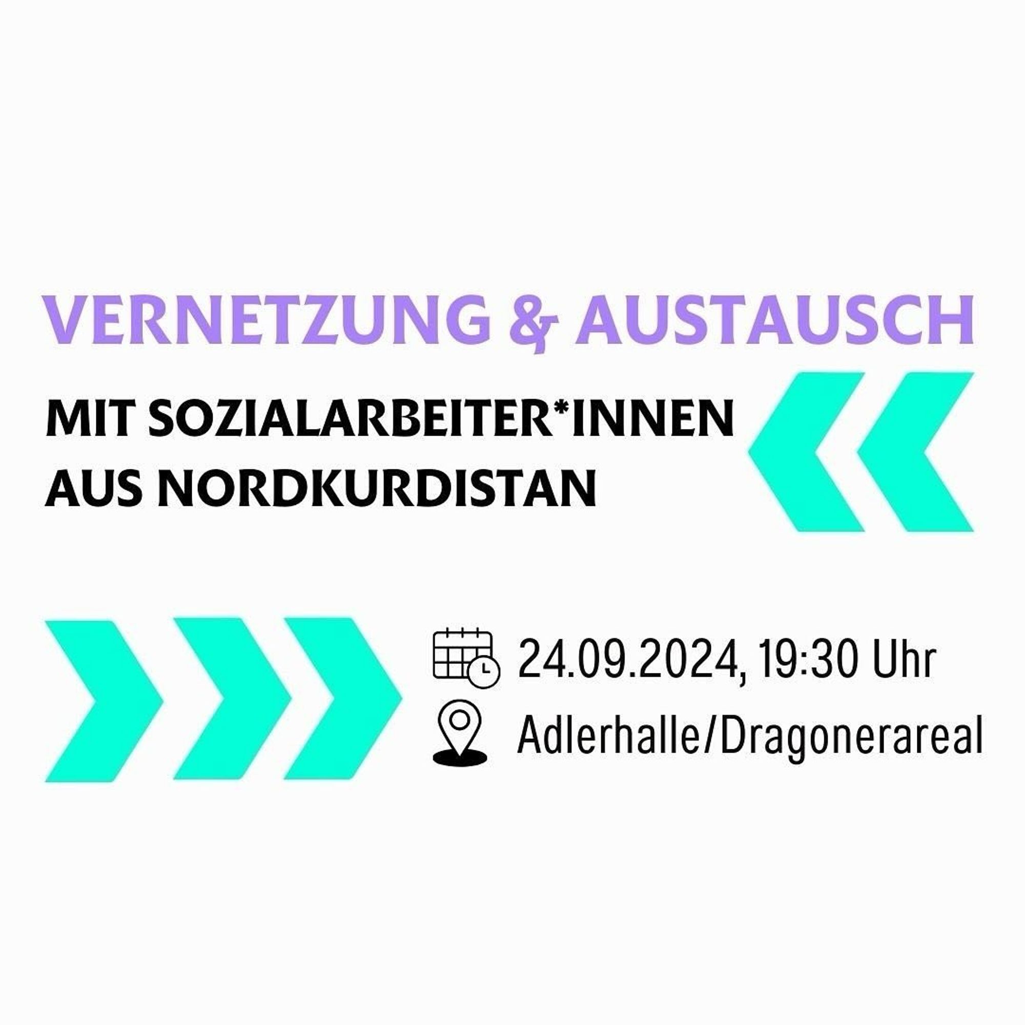 💥Announcement! Tuesday 24.09.2024💥

🔥Networking & exchange with social workers from Northern Kurdistan🔥

Tuesday, 24.09.2024 | 07:30 pm | Adlerhalle Dragonerareal Mehringdamm/Obentrautstraße 10963 Berlin

Arrival: U6, U7, bus 140, M19 Mehringdamm | U1, U3, bus M41, 248 Hallesches Tor

📣Call: https://asanb.noblogs.org/?p=8690 - @solitreff_neukoelln

#b2409 #SocialWork