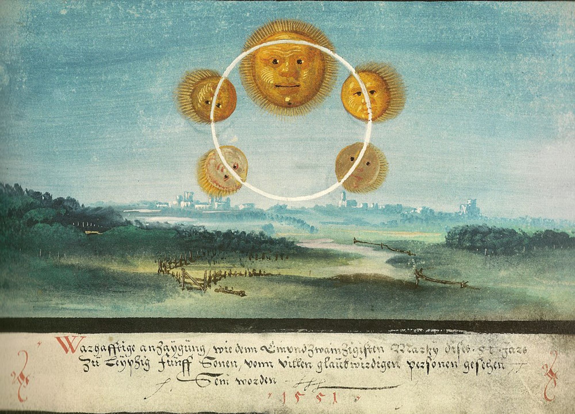 The Augsburg Book of Miracles Five Suns over Leipzig, 1551