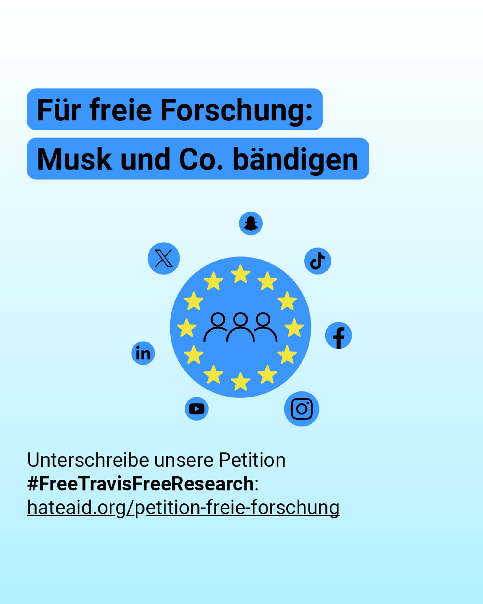 HateAid Travis Brown Petition: Für freie Forschung - Musk und Co. bändigen. Unterschreibe jetzt die Petition #FreeTravisFreeResearch: hateaid.org/petition-freie-forschung