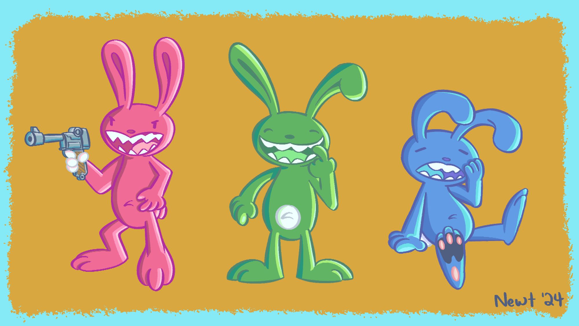 Drawing of Max's vices from the Sam & Max games, done for an art challenge on Twitter: https://x.com/sammvnmak/status/1811618203552088474