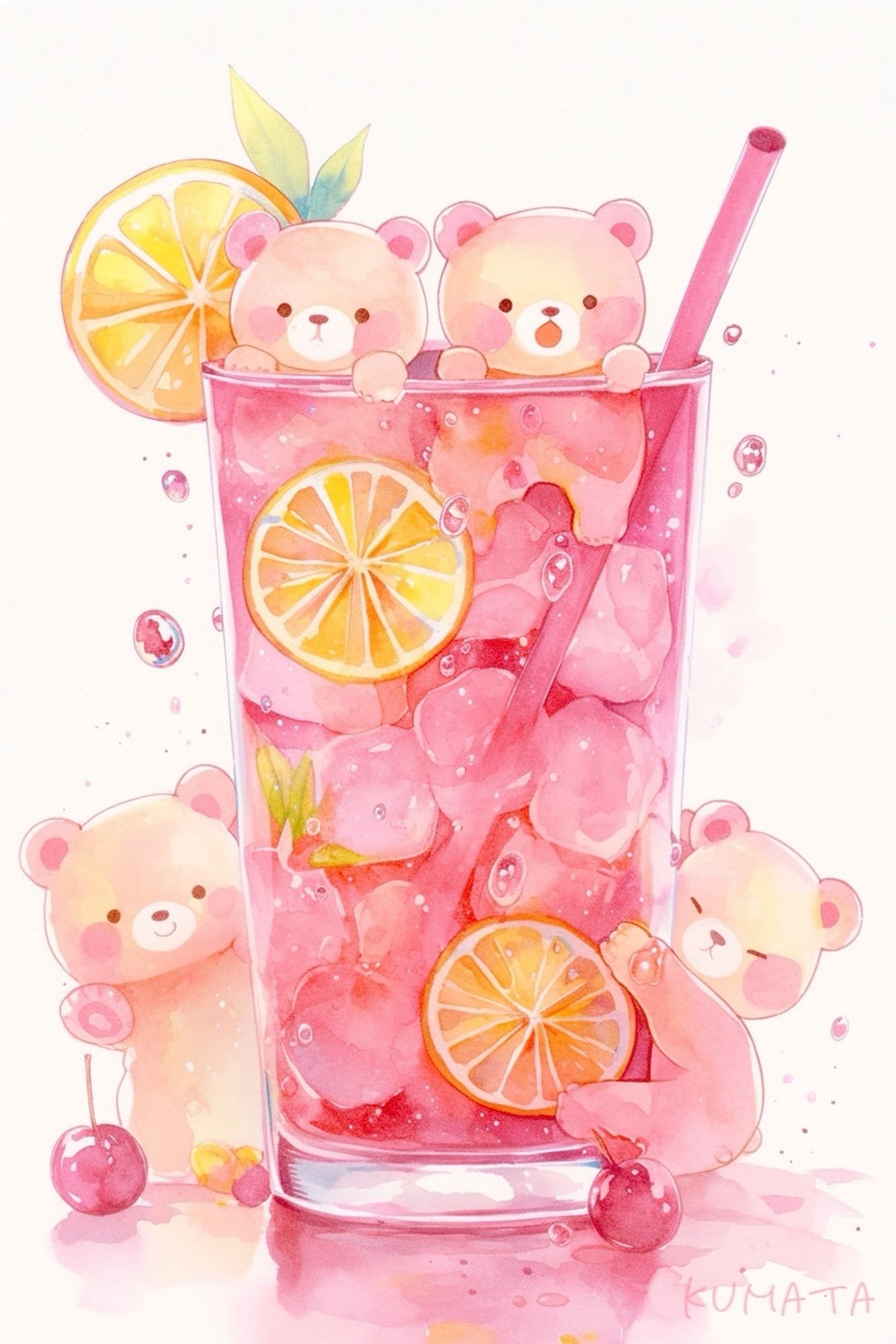 Pink grapefruit soda bear