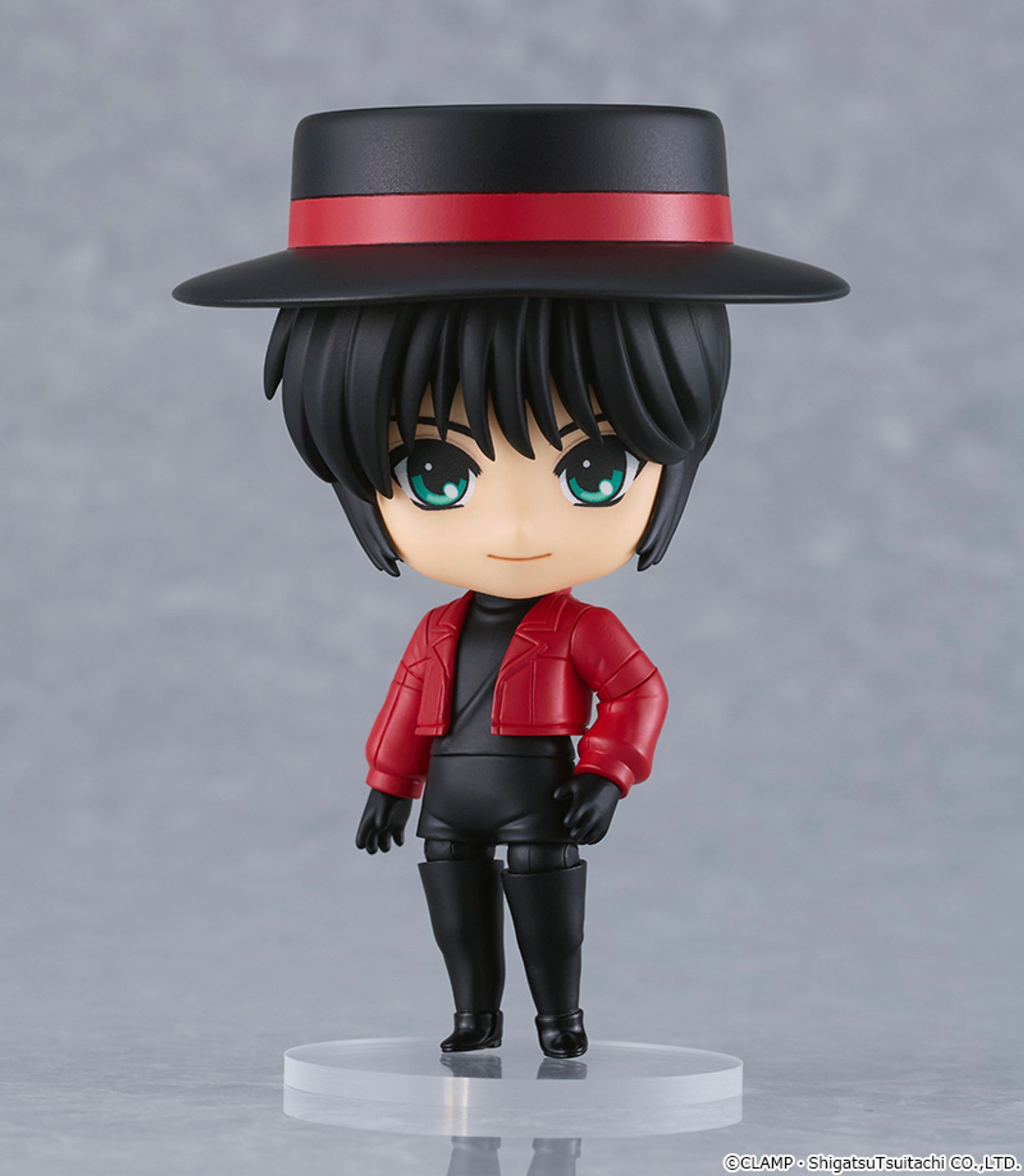 Picture of the Subaru Sumeragi Nendoroid figure, wearing his classic outfit: hat, red jacket, black gloves and, pants and boots.