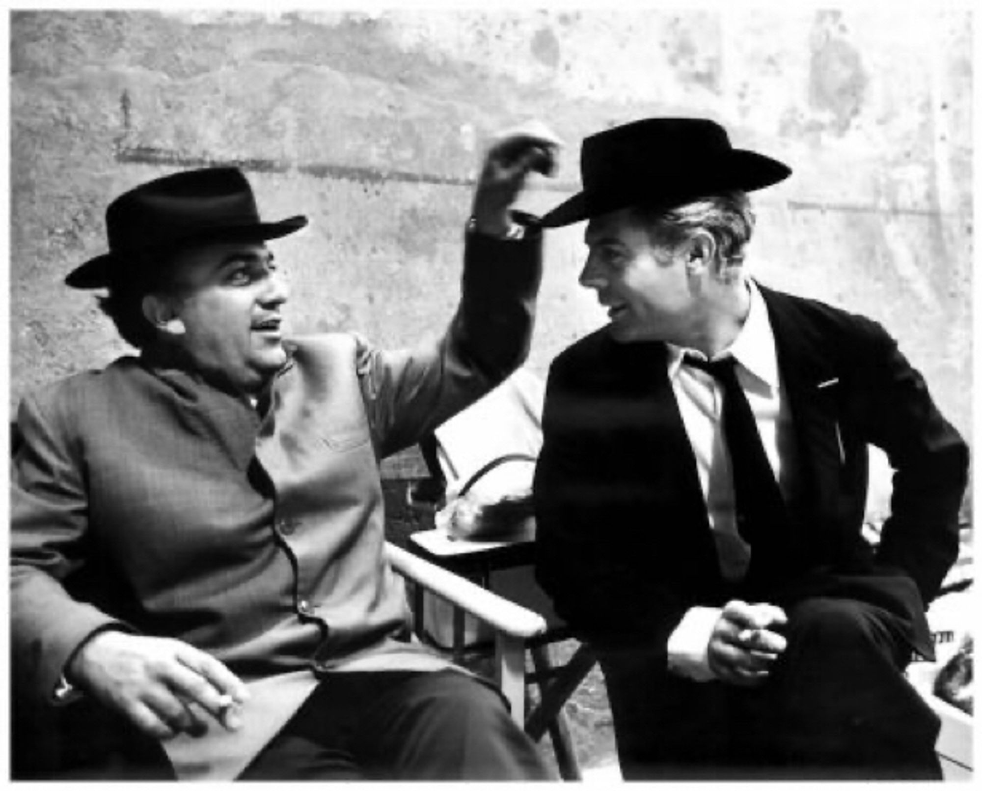 Marcello Mastroianni et Federico Fellini sur le tournage de 8 et demie