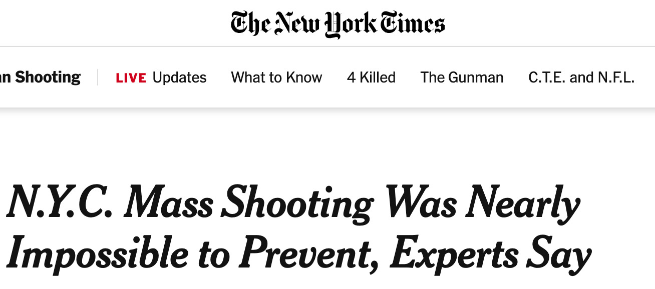 NYC Mass Shooting Was Nearly Impossible to Prevent, Experts Say