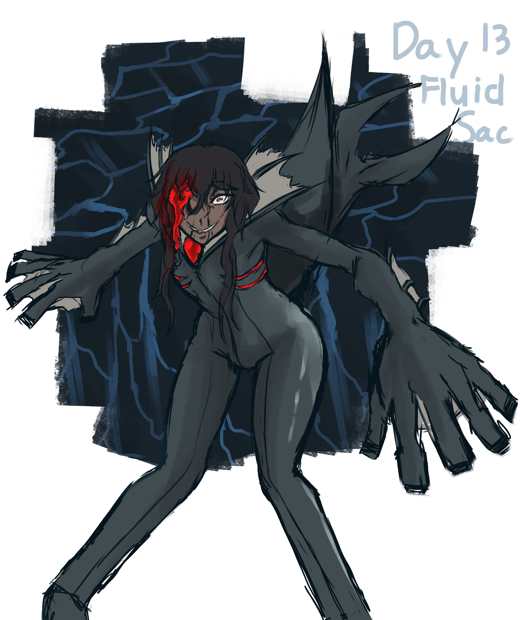 My character Ave in the Fluid Sac EGO from Lobotomy Corporation. Tbh she's a lot like the abno so I feel like she'd have a WAW of this lol