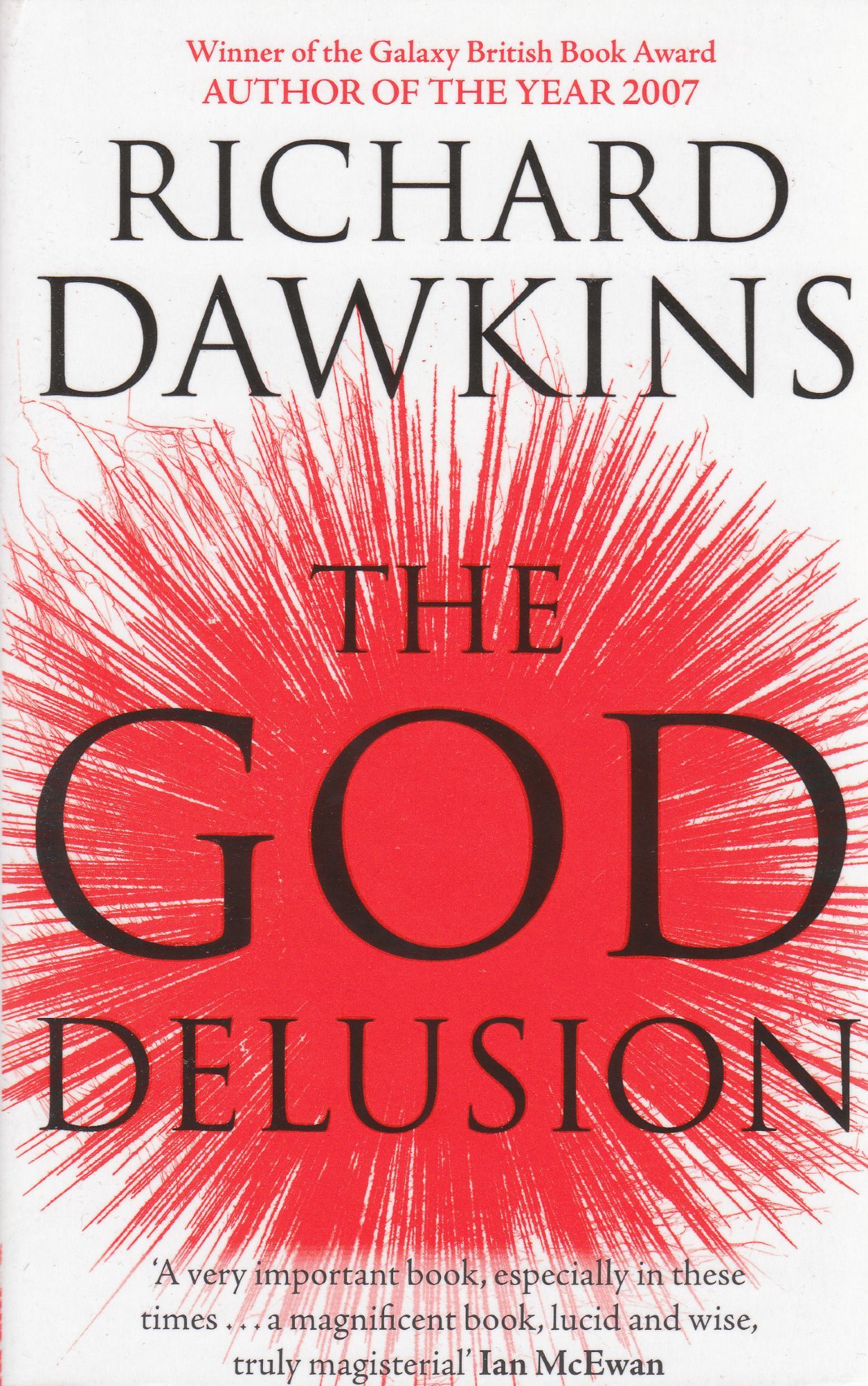 Cover of book THE GOD DELUSION by Richard Dawkins.