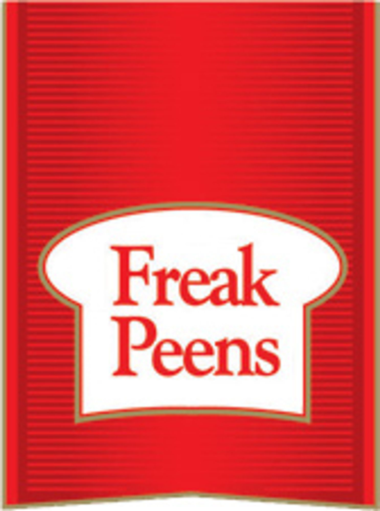 UK cookie brand Peek Freans logo transposed to read "Freak Peens".