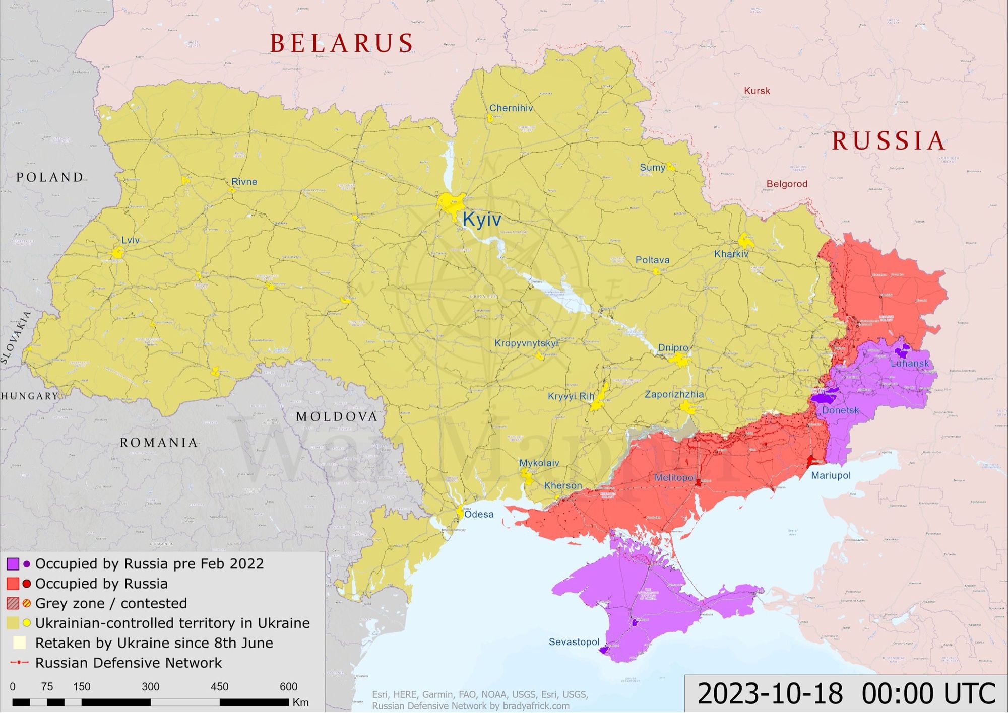 Carte du front ukrainien au 18/10
Source @warmapper