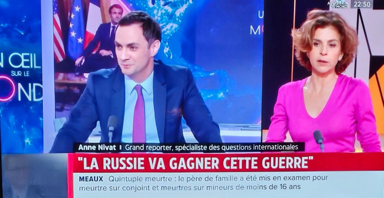 Interview du PP de l’ambassade de Russie à Paris avec le bandeau « la Russie va gagner la guerre » sur LCI