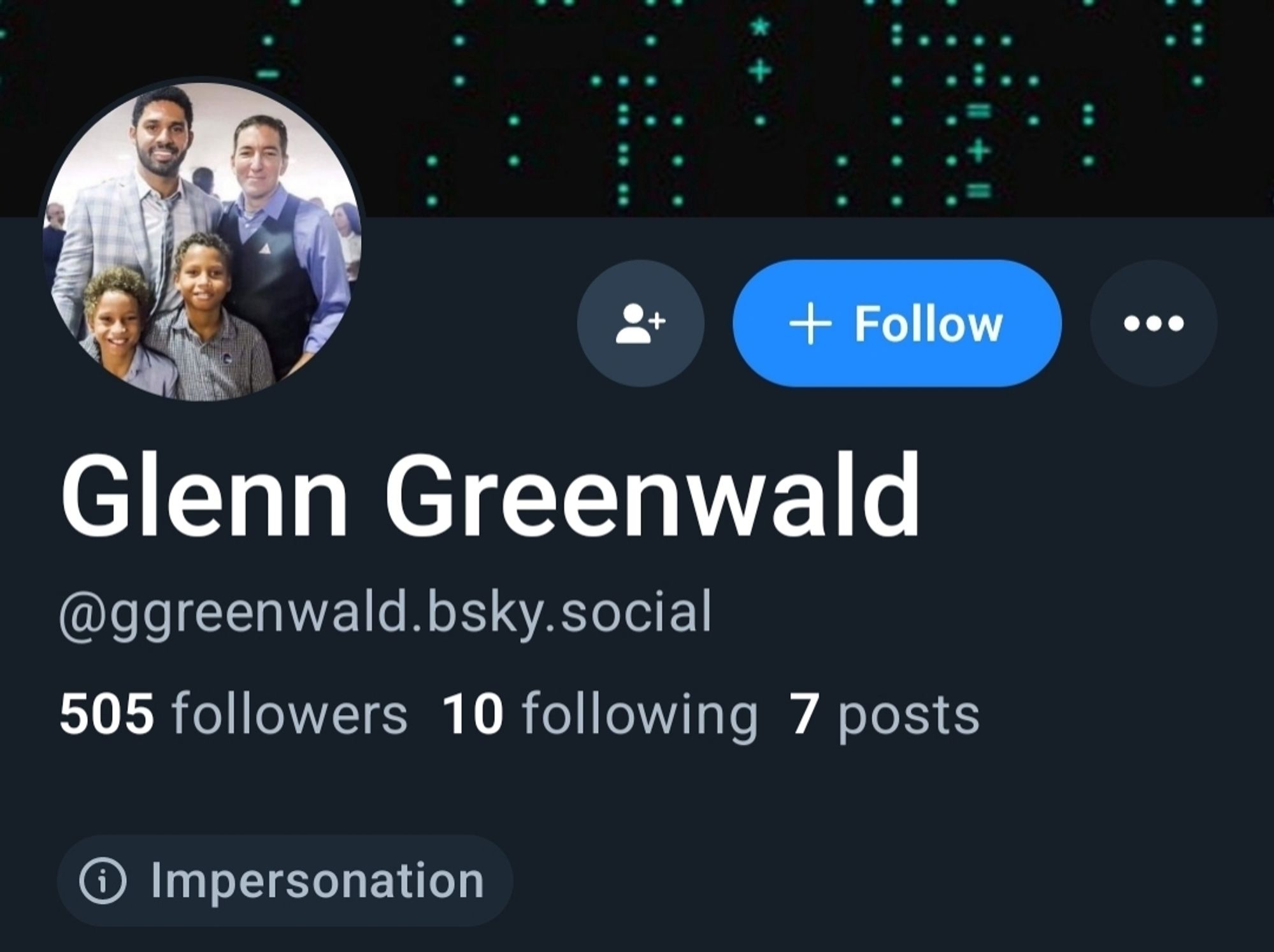 Profile impersonating Glenn Greenwald