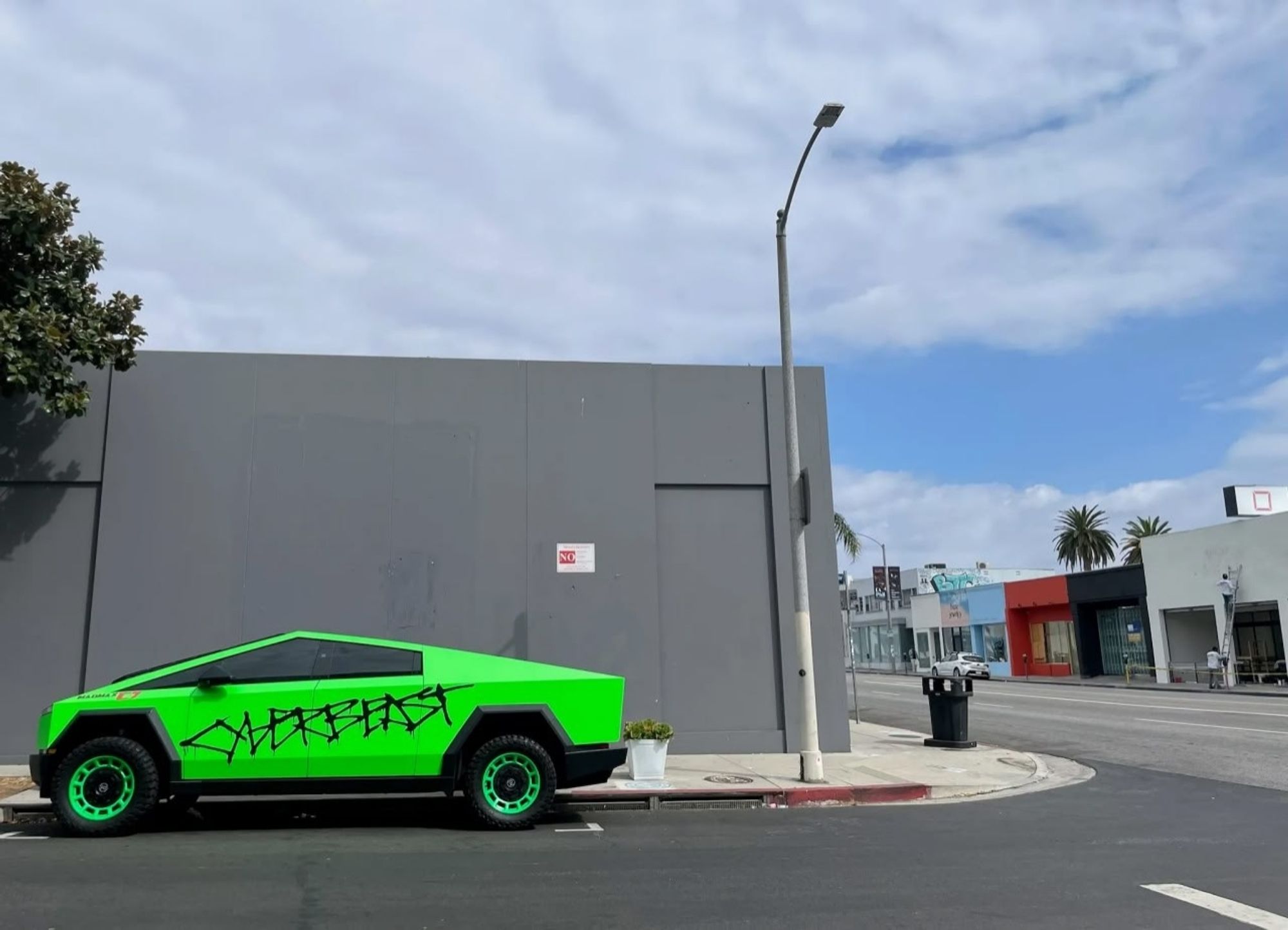 Cyberbeast. Tesla truck, neon green.