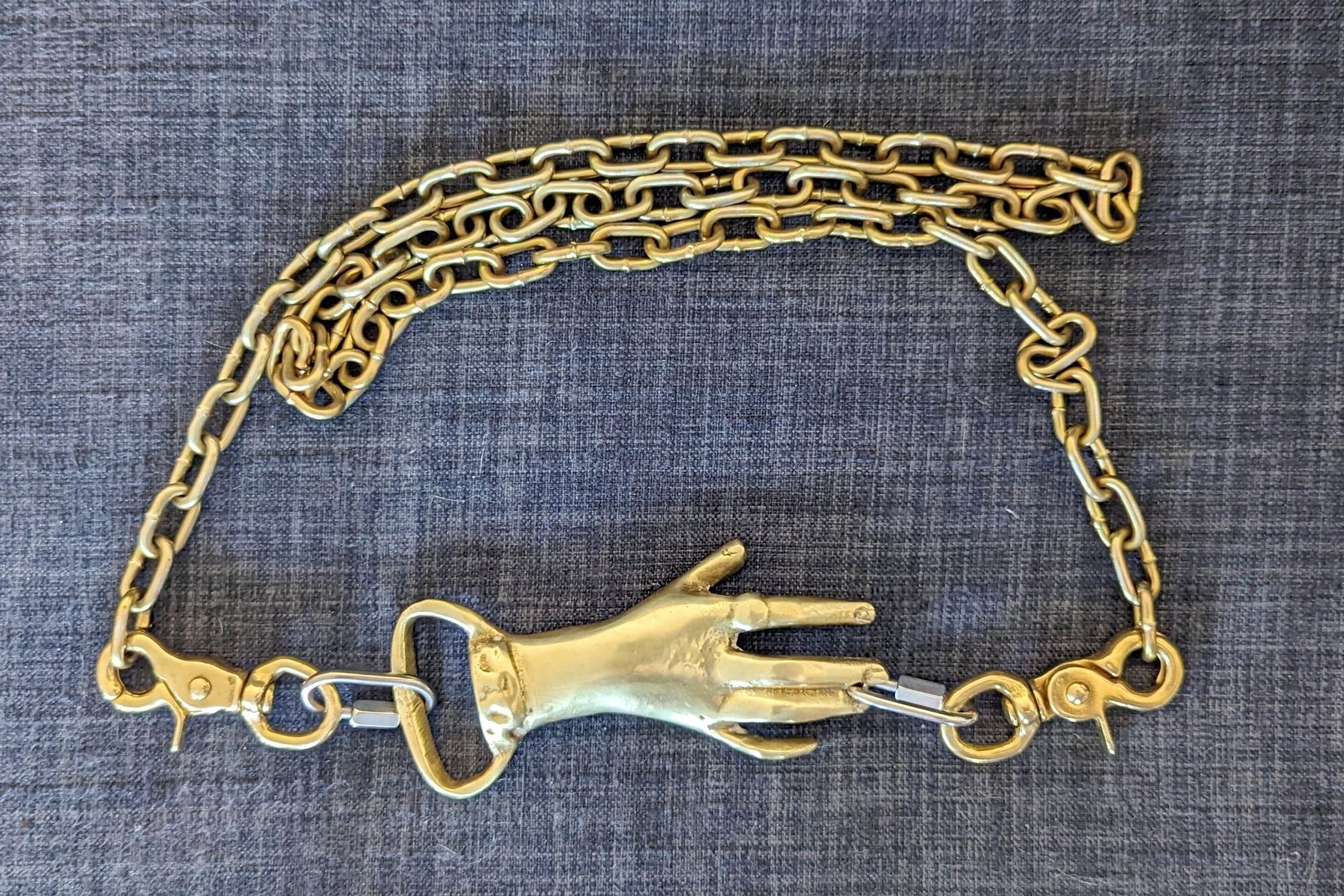 Brass chain belt with hand buckle